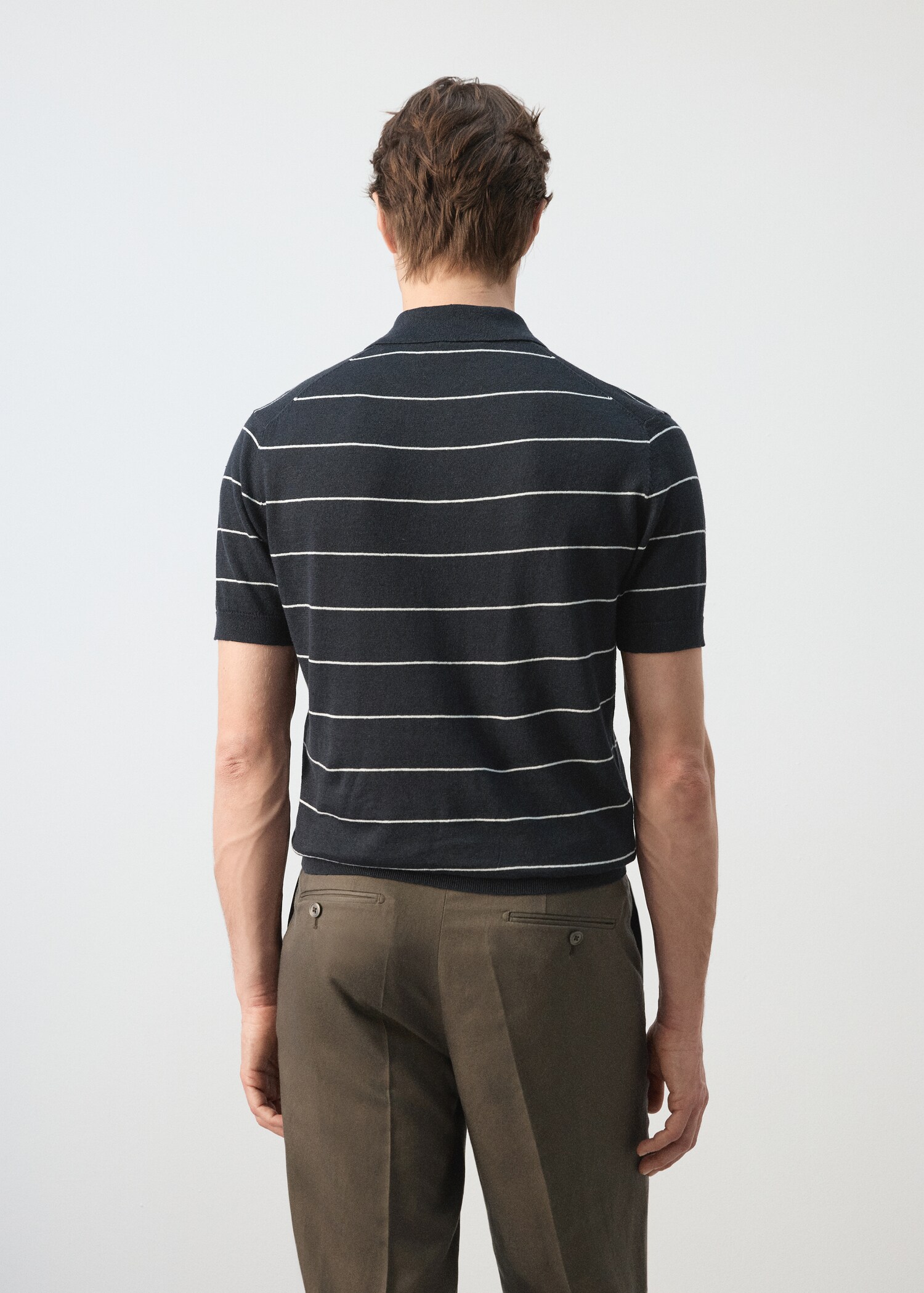 Linen blend striped polo shirt - Reverse of the article