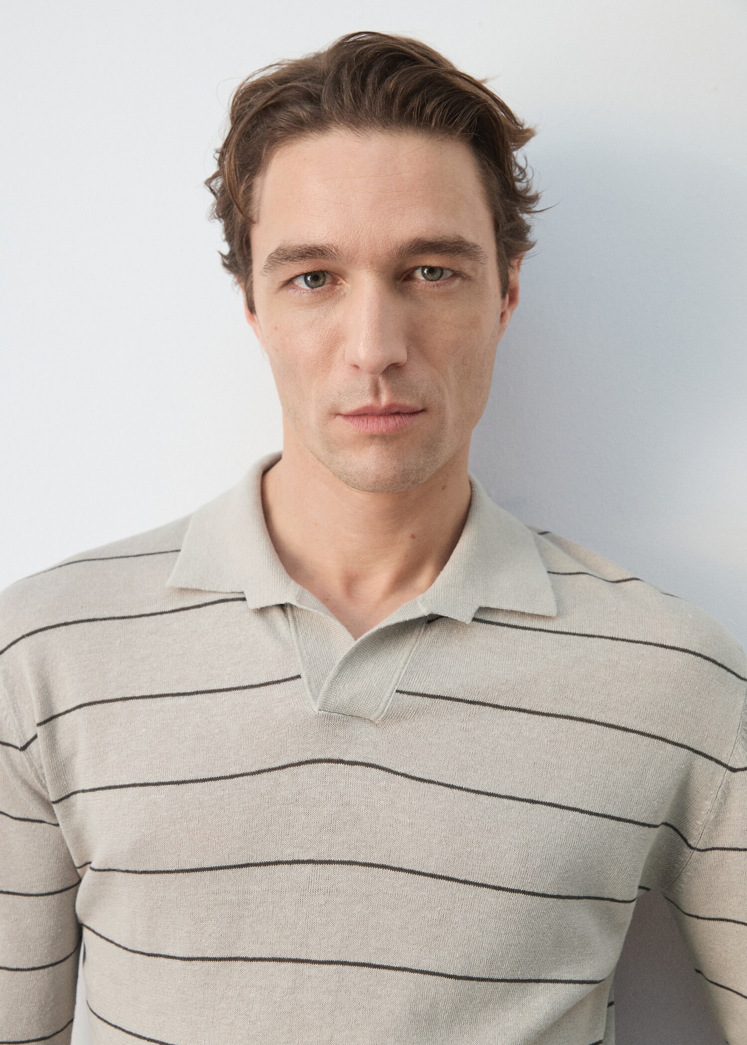 بولو جيرسي مزيج كتان مخطط - تفاصيل المنتج 1