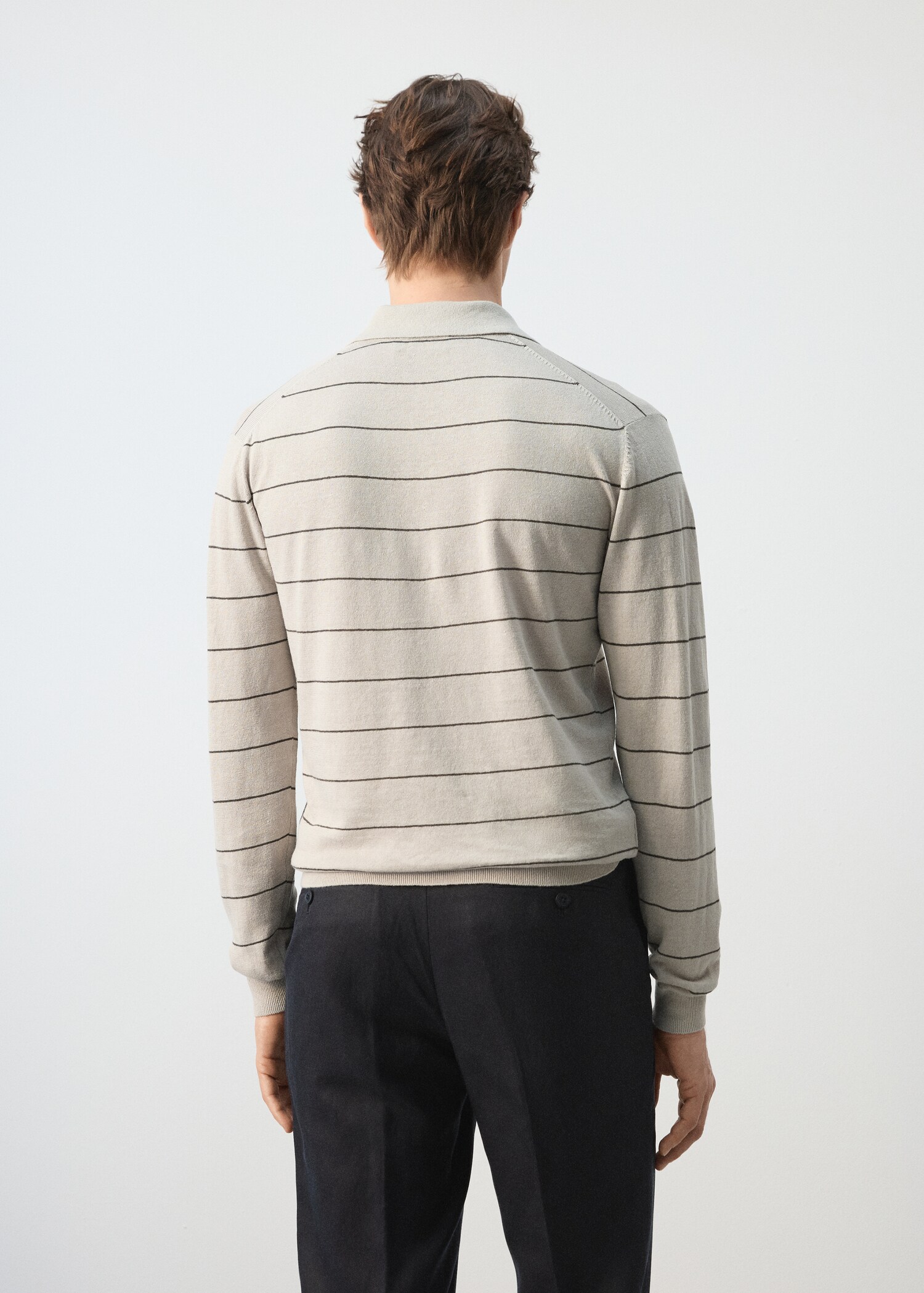 بولو جيرسي مزيج كتان مخطط - الجهة الخلفية للمنتج