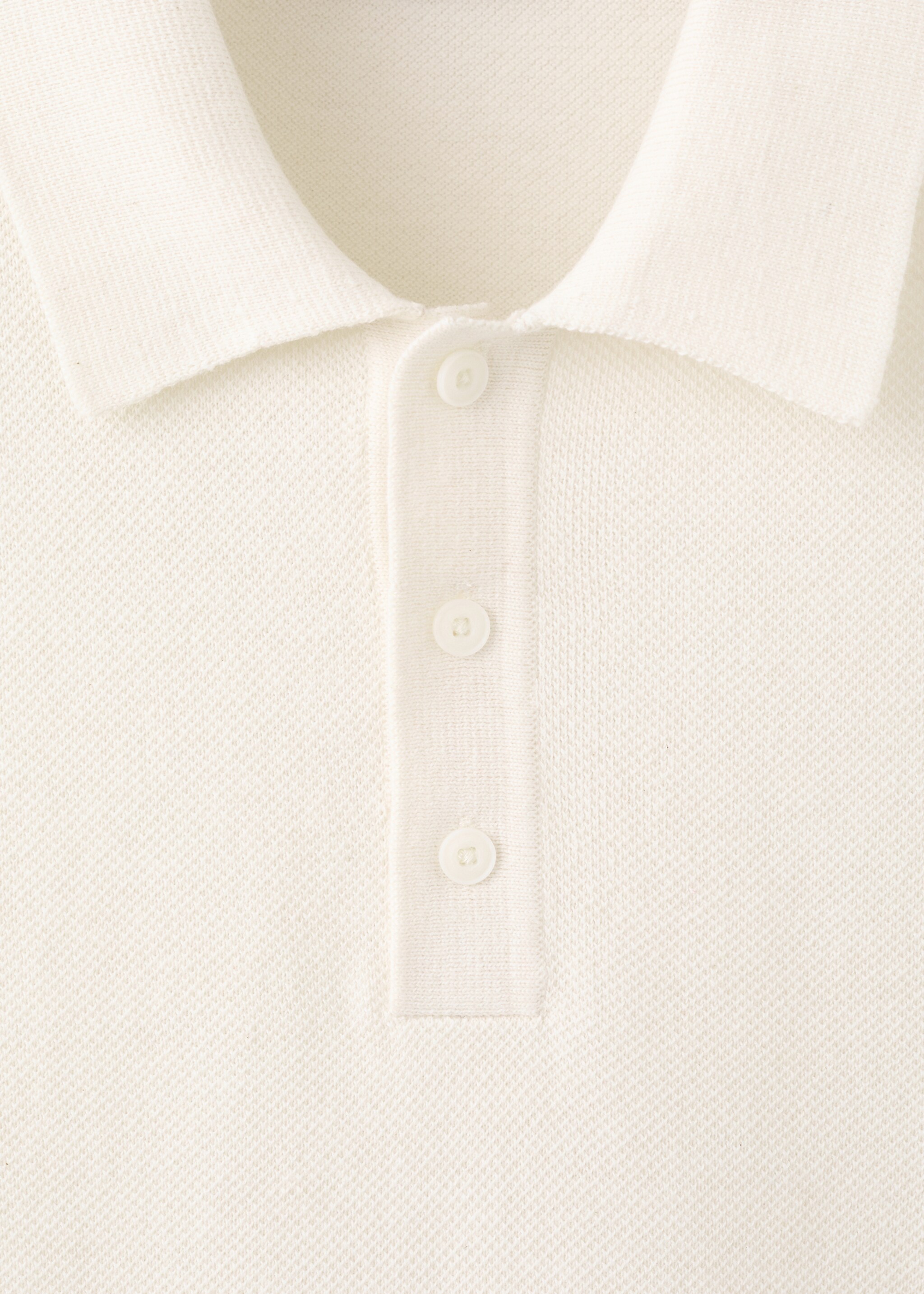 Microstructure fine knit polo shirt - Details of the article 8, Ivory White. Ref: 27045944-00.