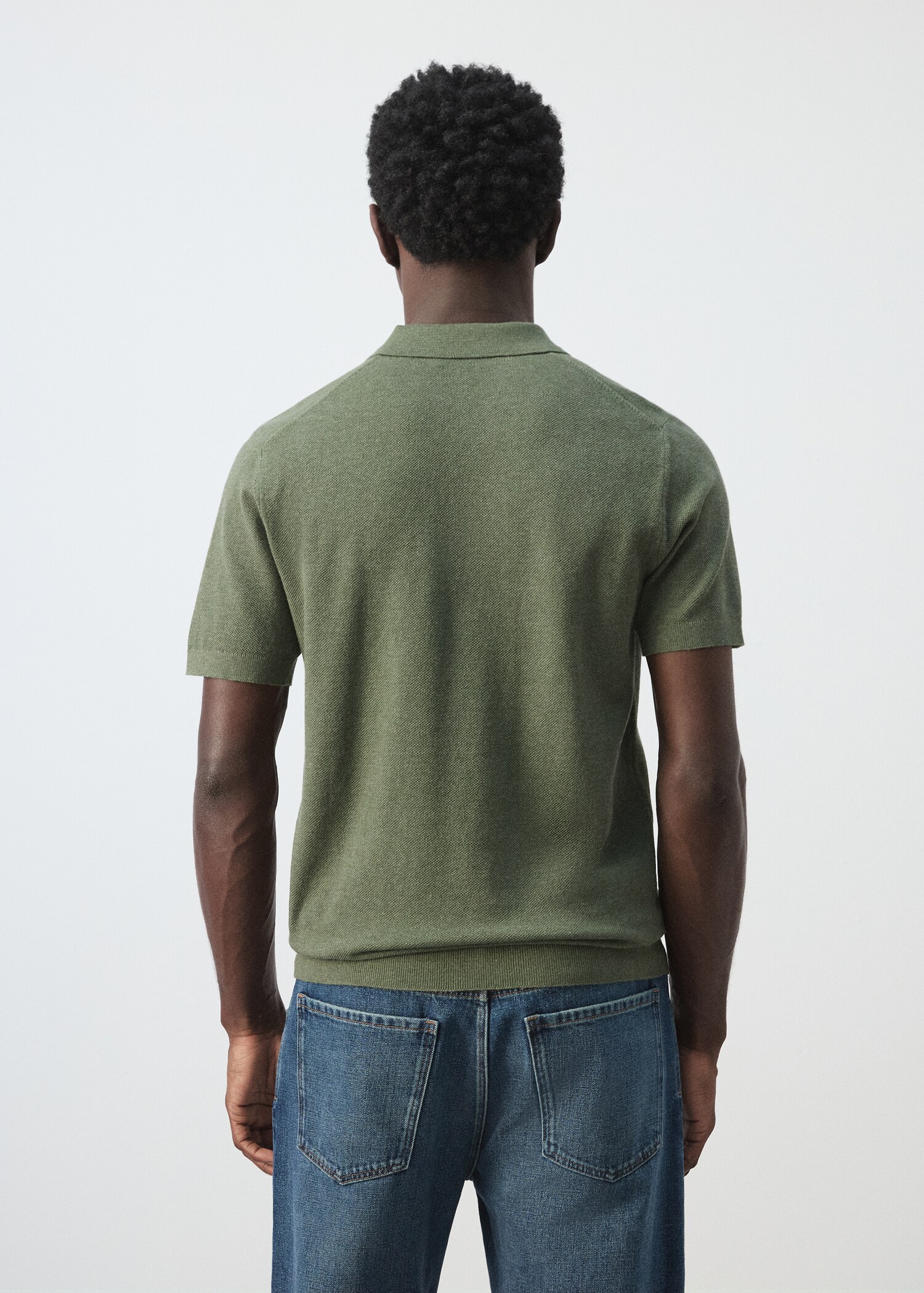 Fine knit polo shirt with microstructure - Reverse of the article