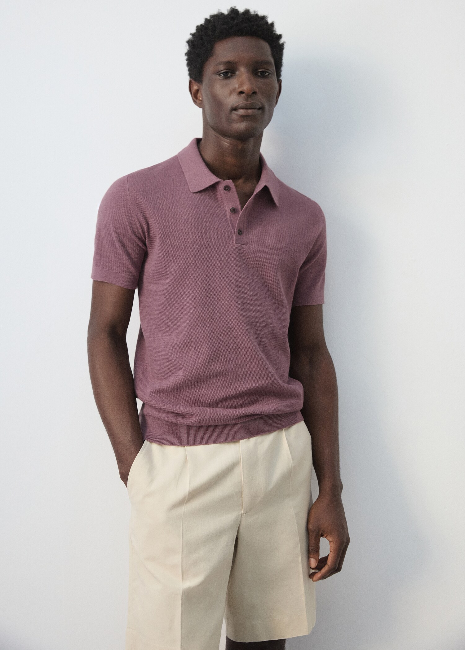 Fine knit polo shirt with microstructure - Details of the article 6