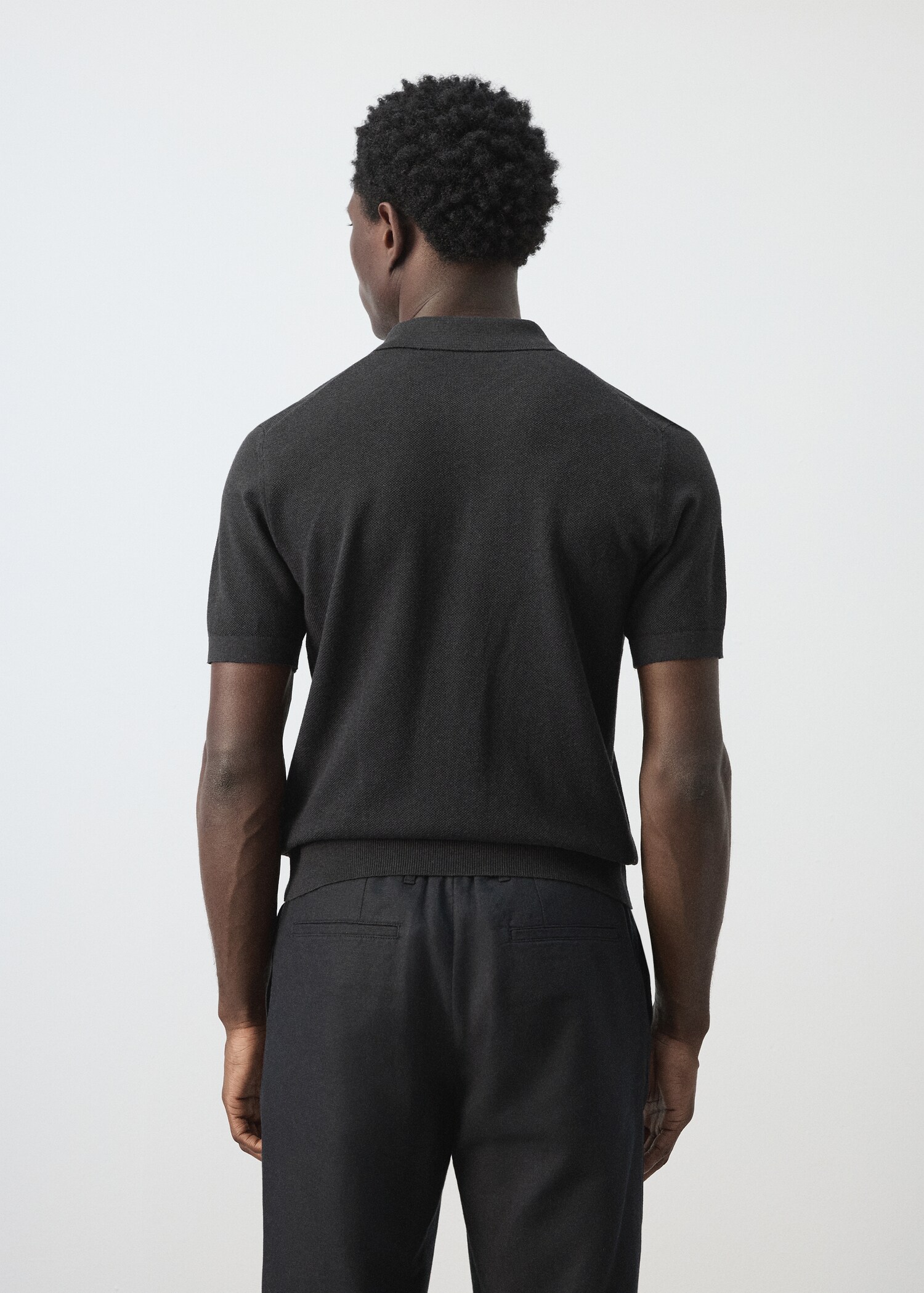 Fine knit polo shirt with microstructure - Reverse of the article