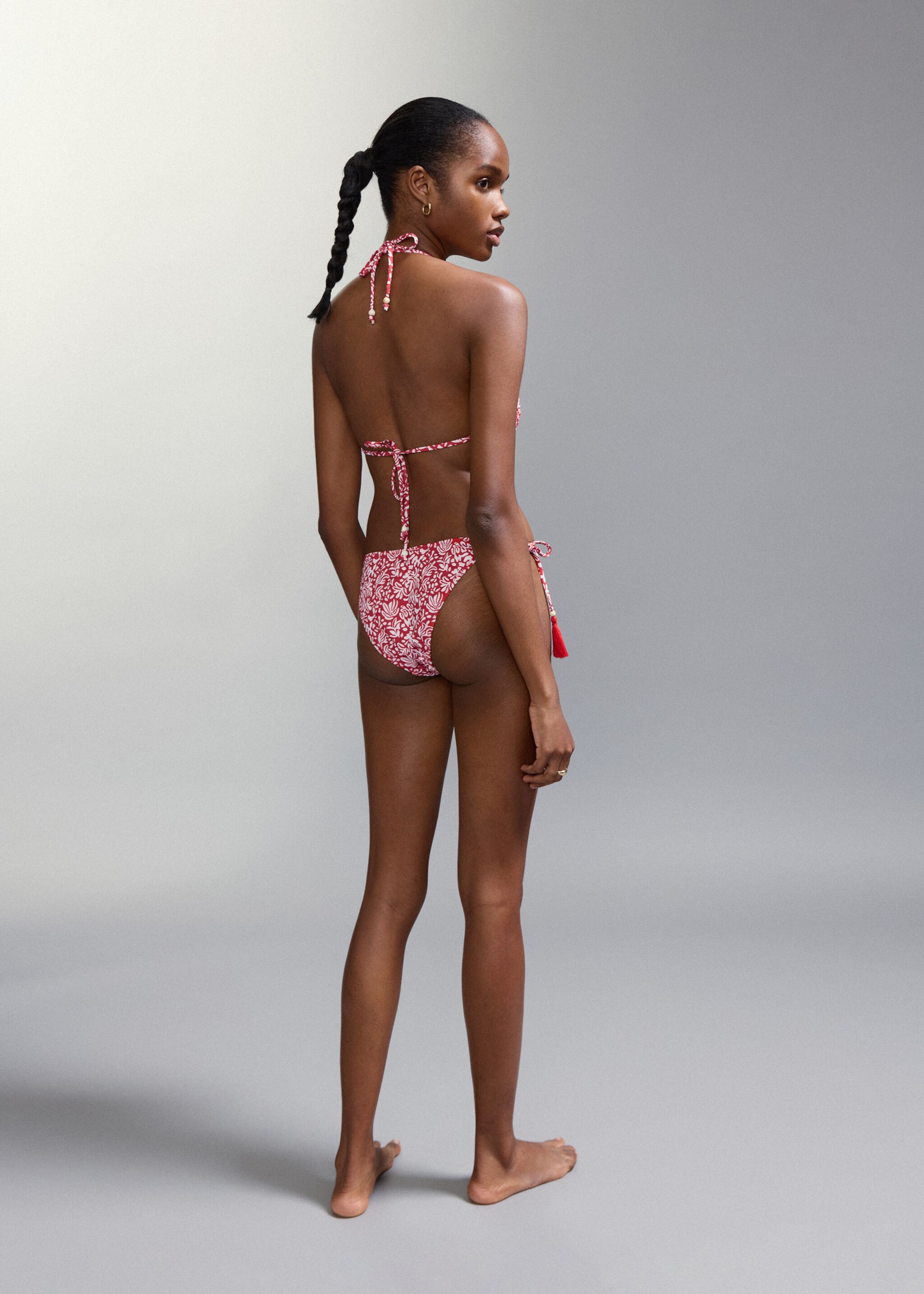Bikini imprimé froncé - Verso de l’article, Cerise. Ref: 27045946-00.