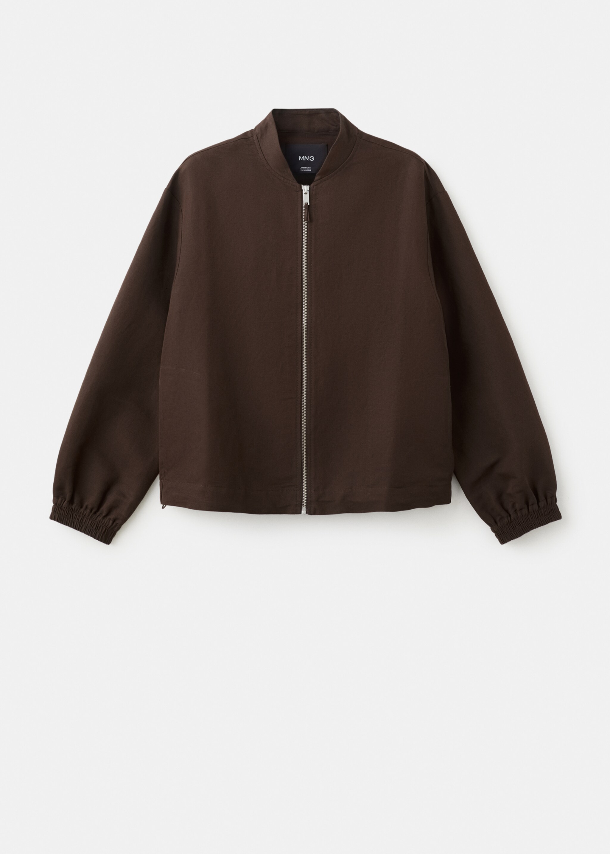 Veste bomber lin - Article sans modèle, Chocolat. Ref: 27045963-00.