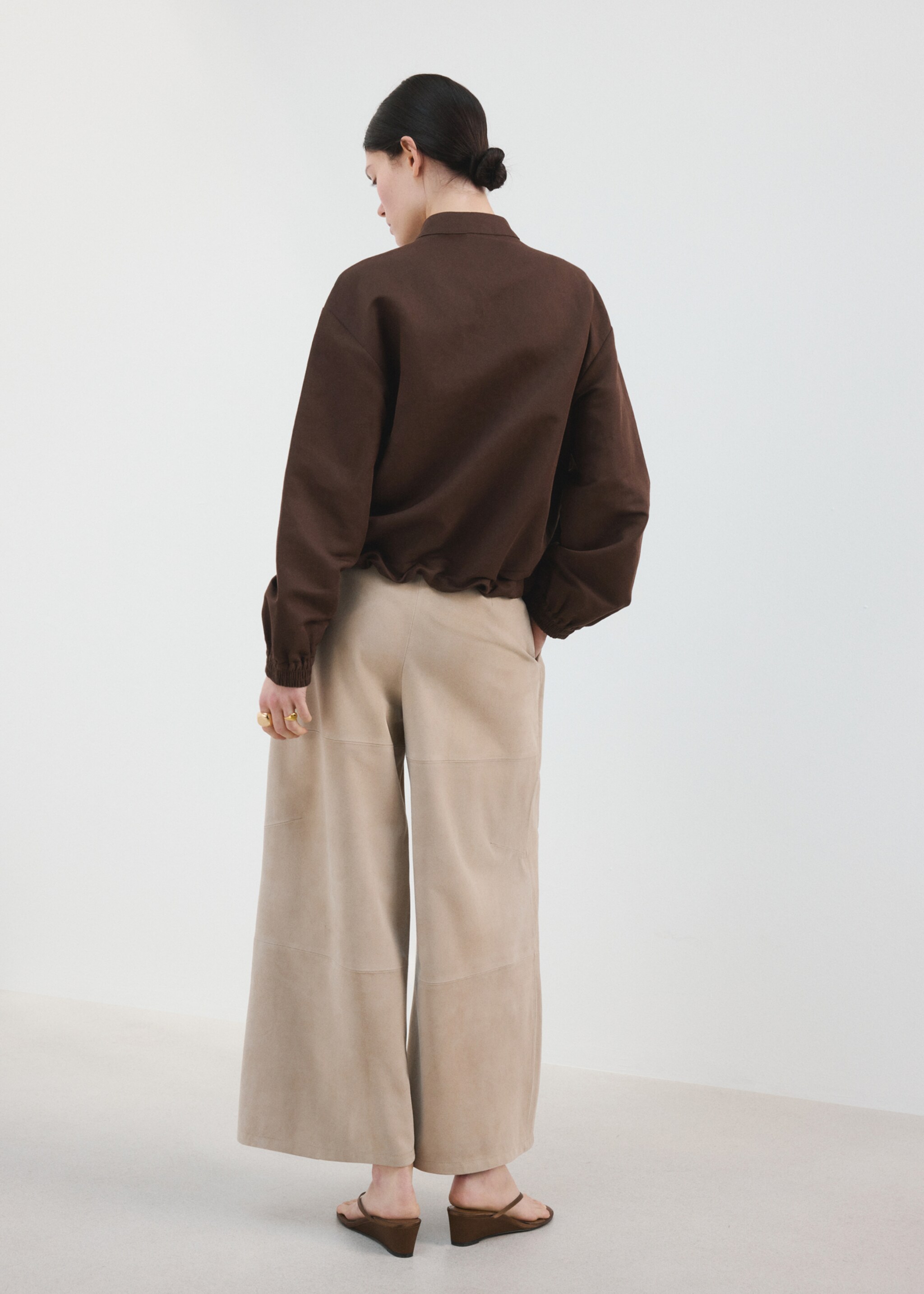 Veste bomber lin - Verso de l’article, Chocolat. Ref: 27045963-00.