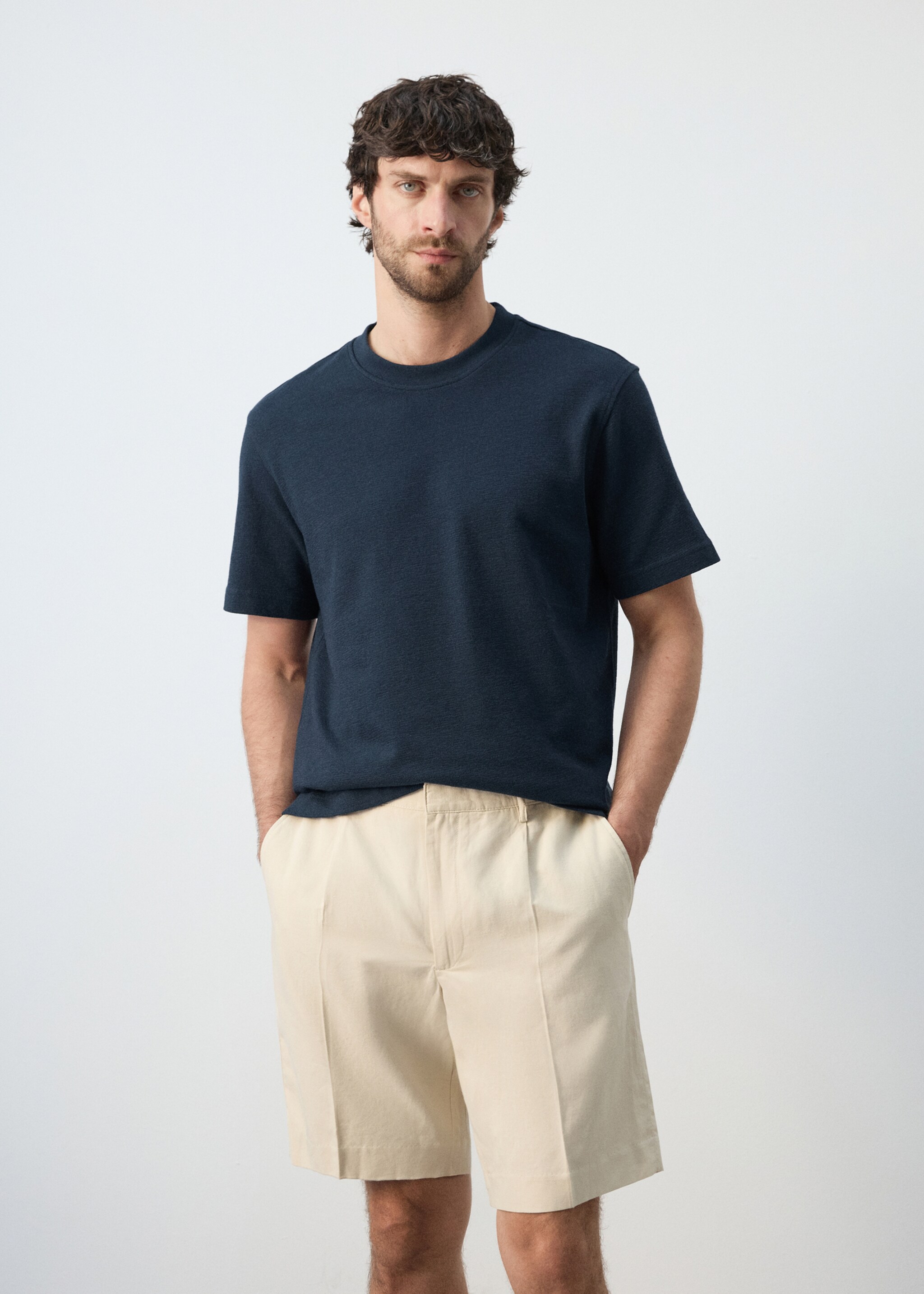 100% cotton T-shirt regular fit - Medium plane, Navy. Ref: 27045964-00.