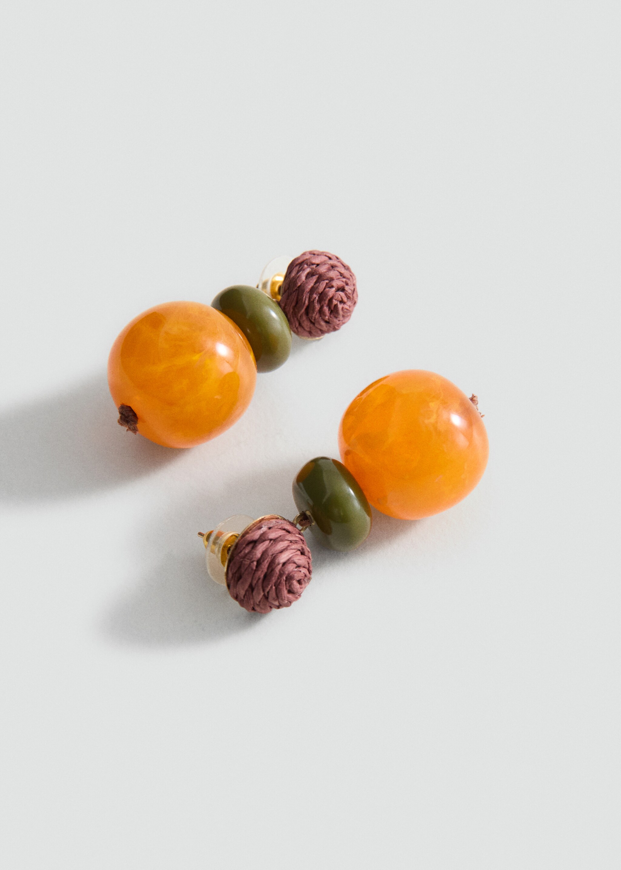 Combined resin hanging earrings - Details of the article 1, Orange. Ref: 27045966-00.