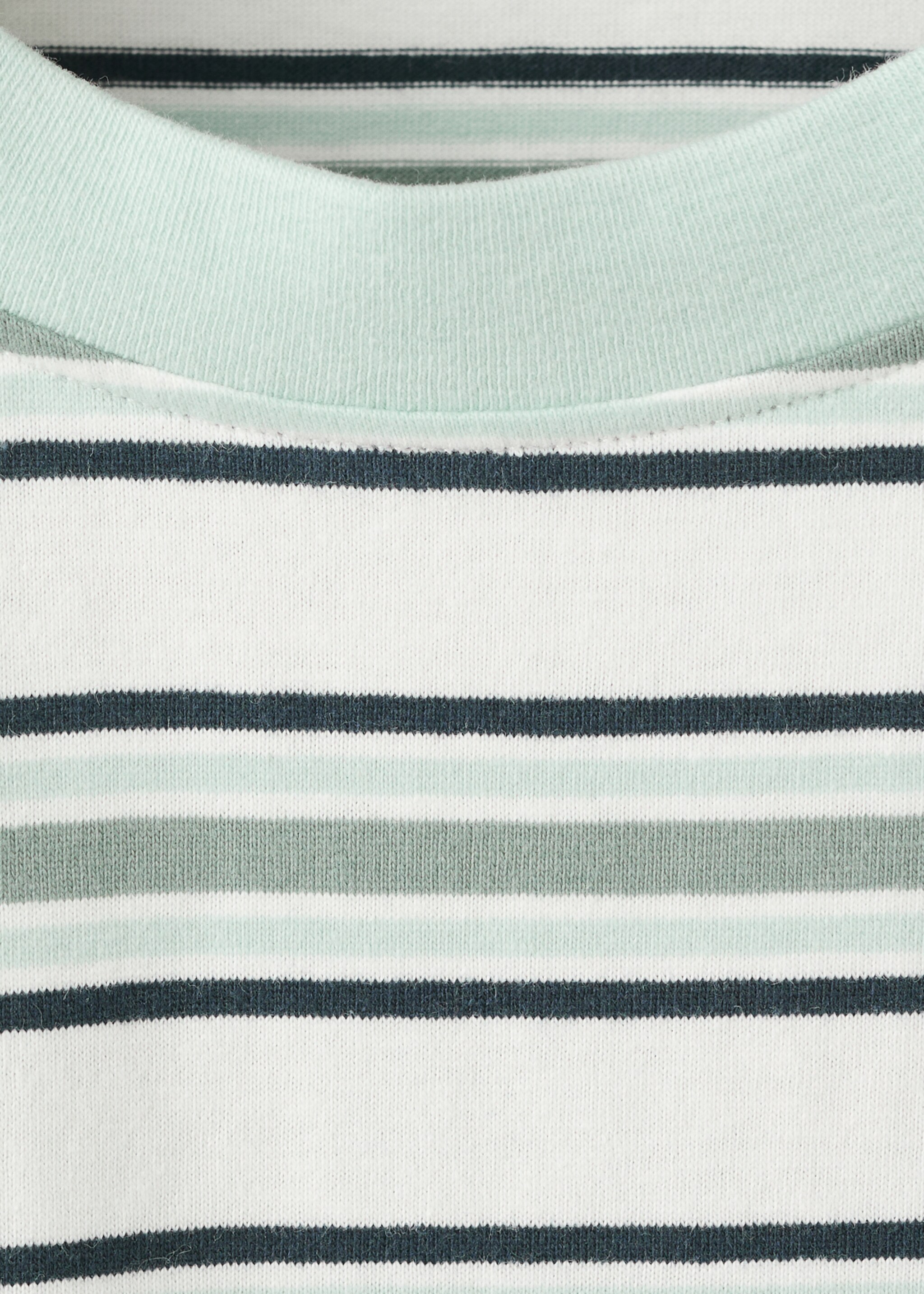 Striped cotton T-shirt - Details of the article 8, Aqua Green. Ref: 27045969-00.