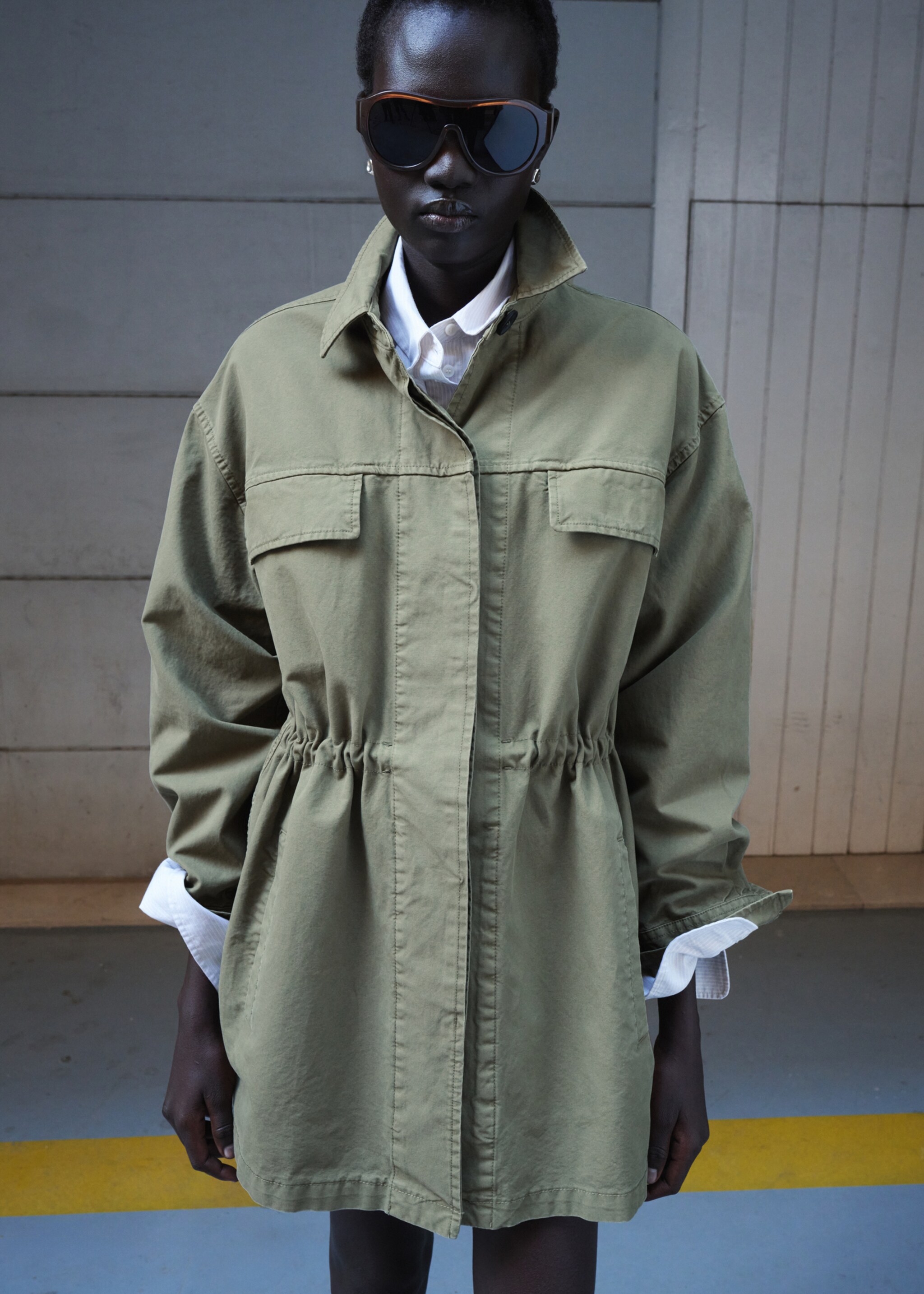 Oversized denim parka - Medium plane, Khaki. Ref: 27045973-00.