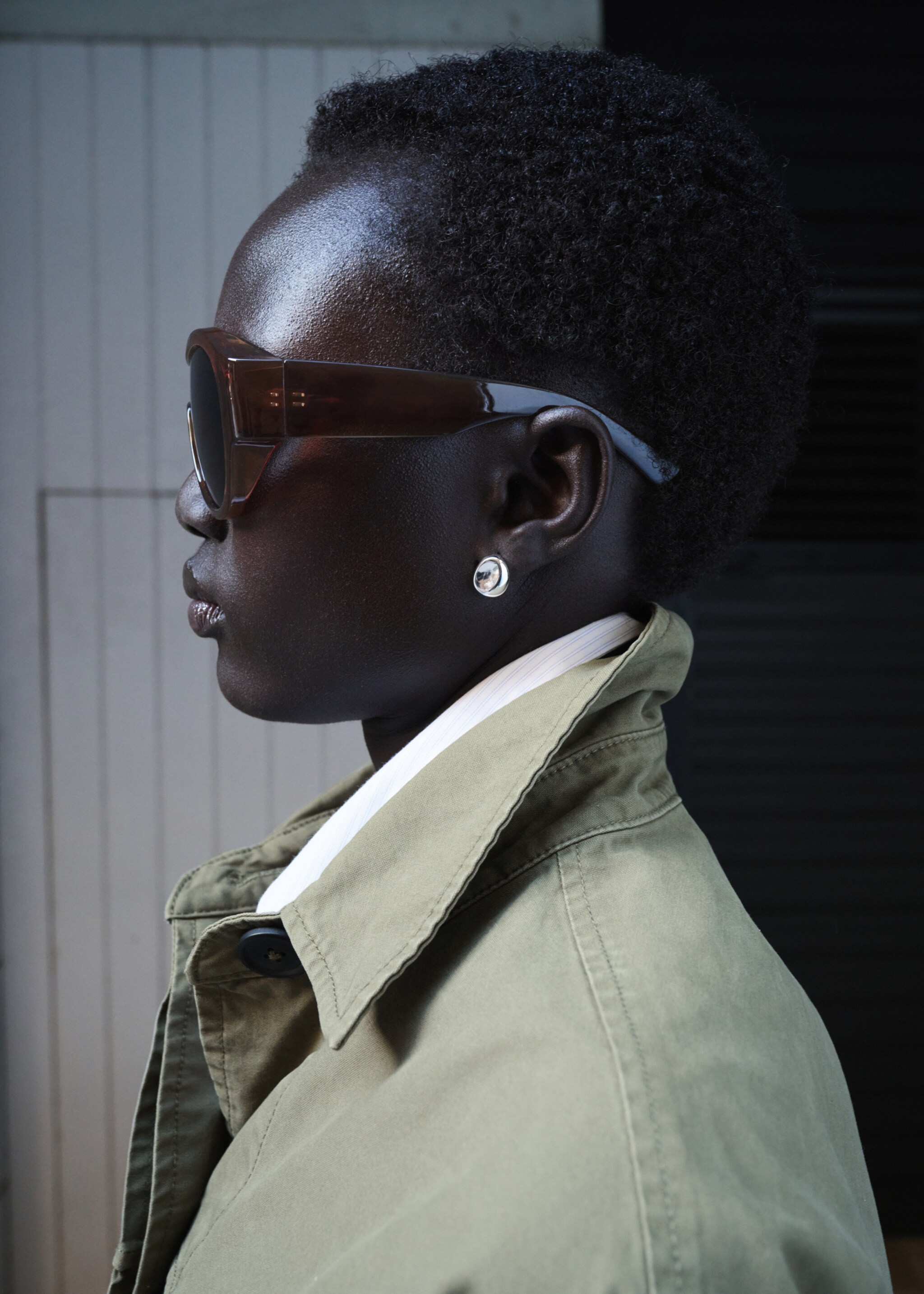 Oversized denim parka - Details of the article 1, Khaki. Ref: 27045973-00.