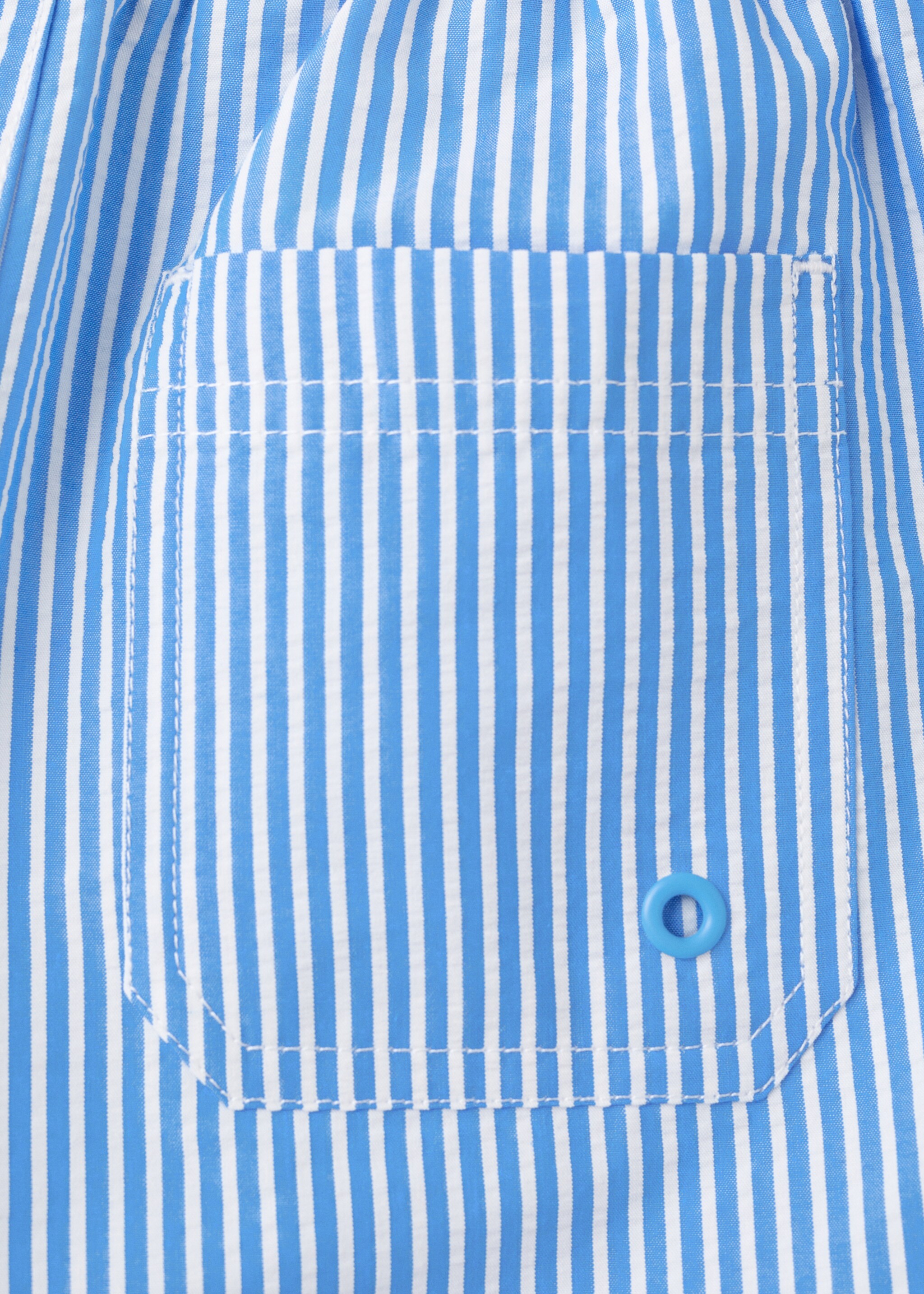 Seersucker striped swimsuit - Details of the article 0, Blue. Ref: 27045983-00.