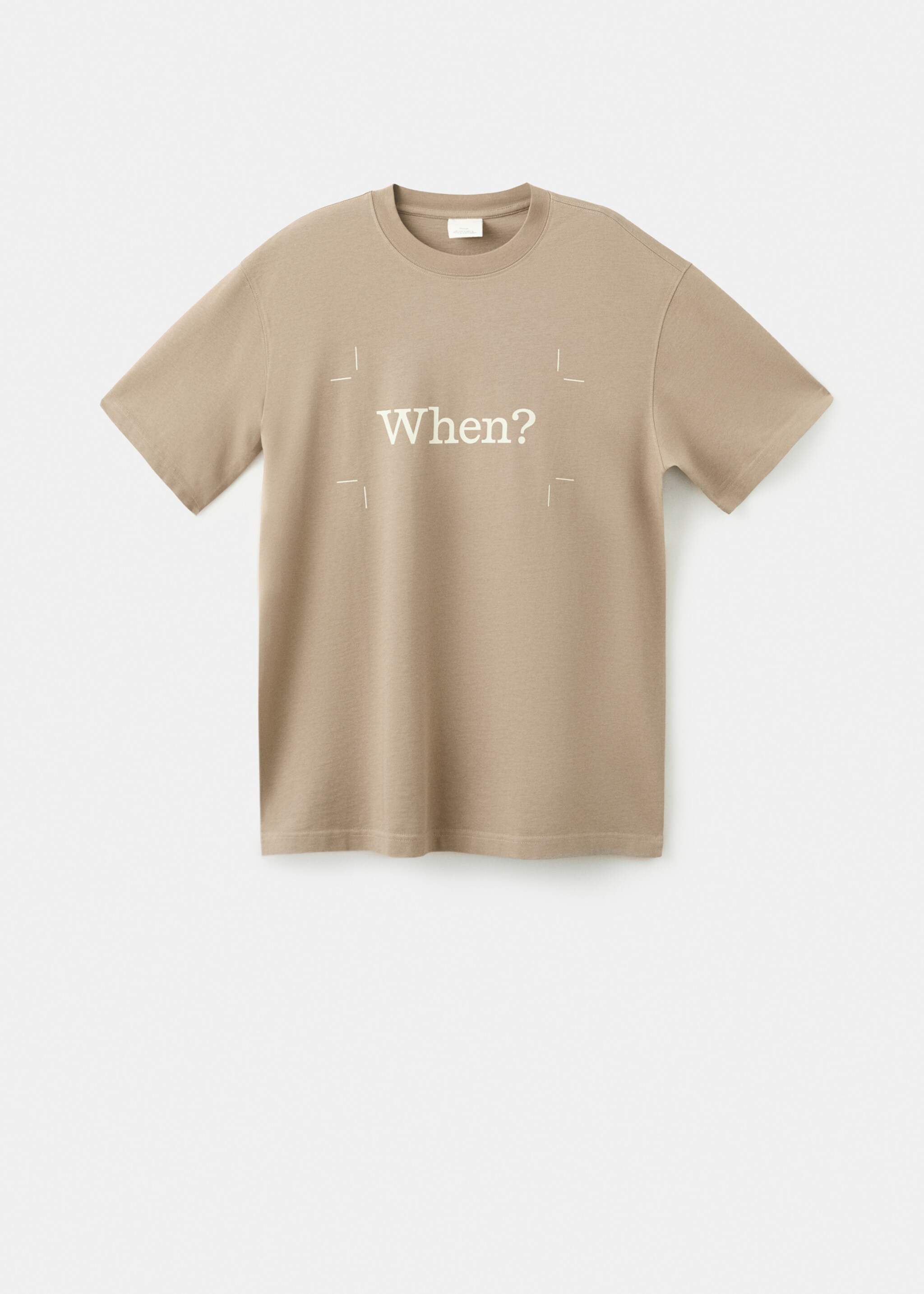 100% cotton t-shirt with printed text - Article without model, Beige. Ref: 27045990-00.