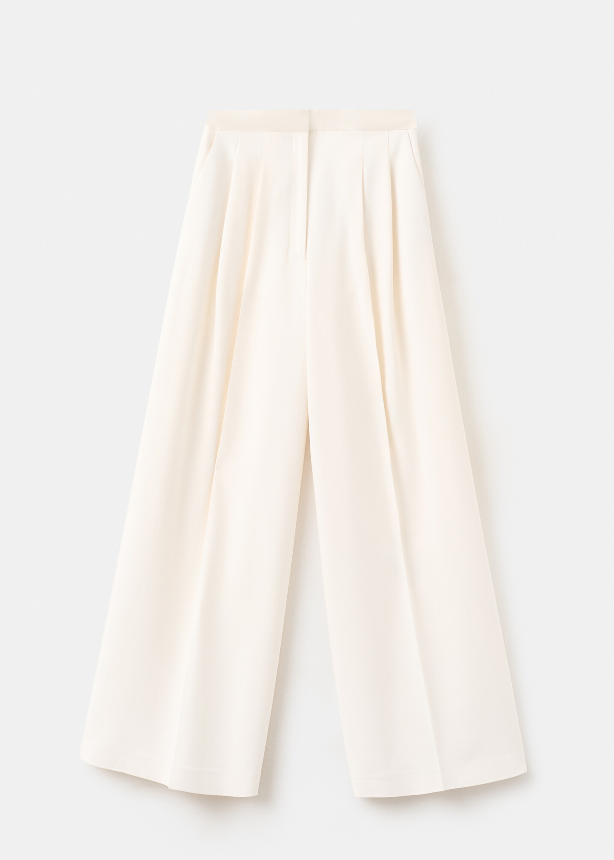 Satin waistband palazzo trousers - Article without model, Ecru. Ref: 27045993-00.