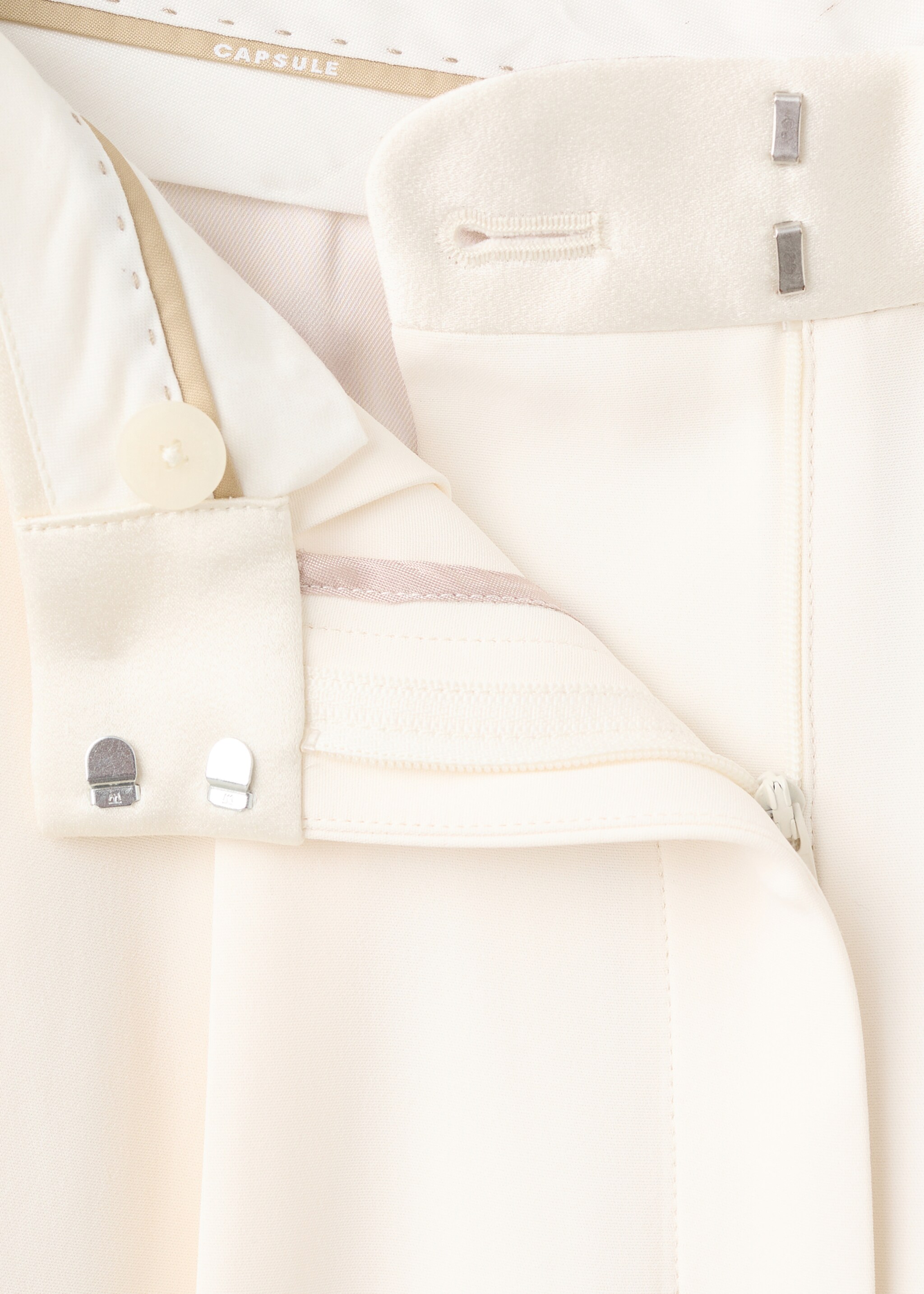 Satin waistband palazzo trousers - Details of the article 8, Ecru. Ref: 27045993-00.