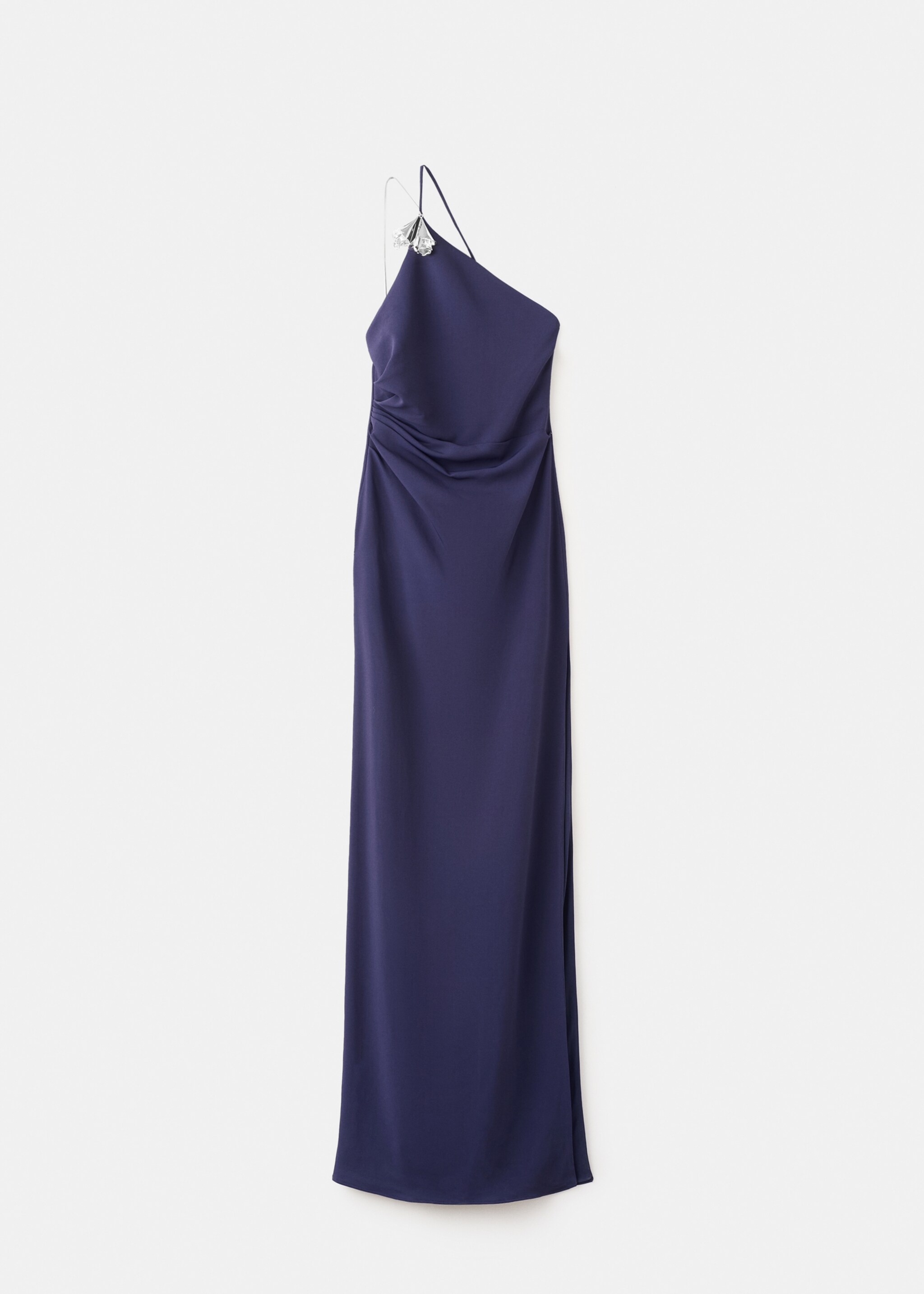 Asymmetrical dress with metallic appliqué - Article without model, Night Blue. Ref: 27045994-00.