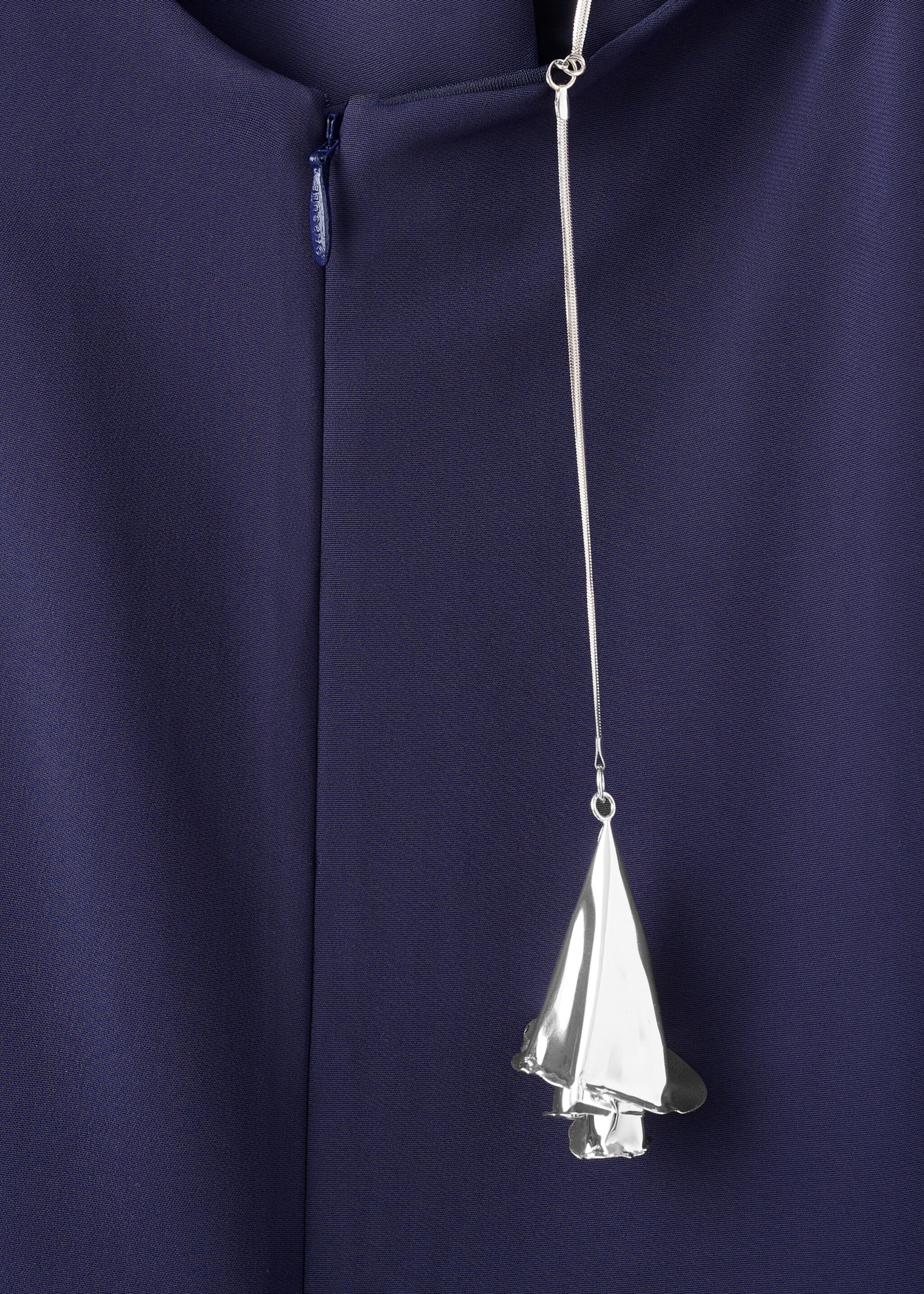 Asymmetrical dress with metallic appliqué - Details of the article 0, Night Blue. Ref: 27045994-00.