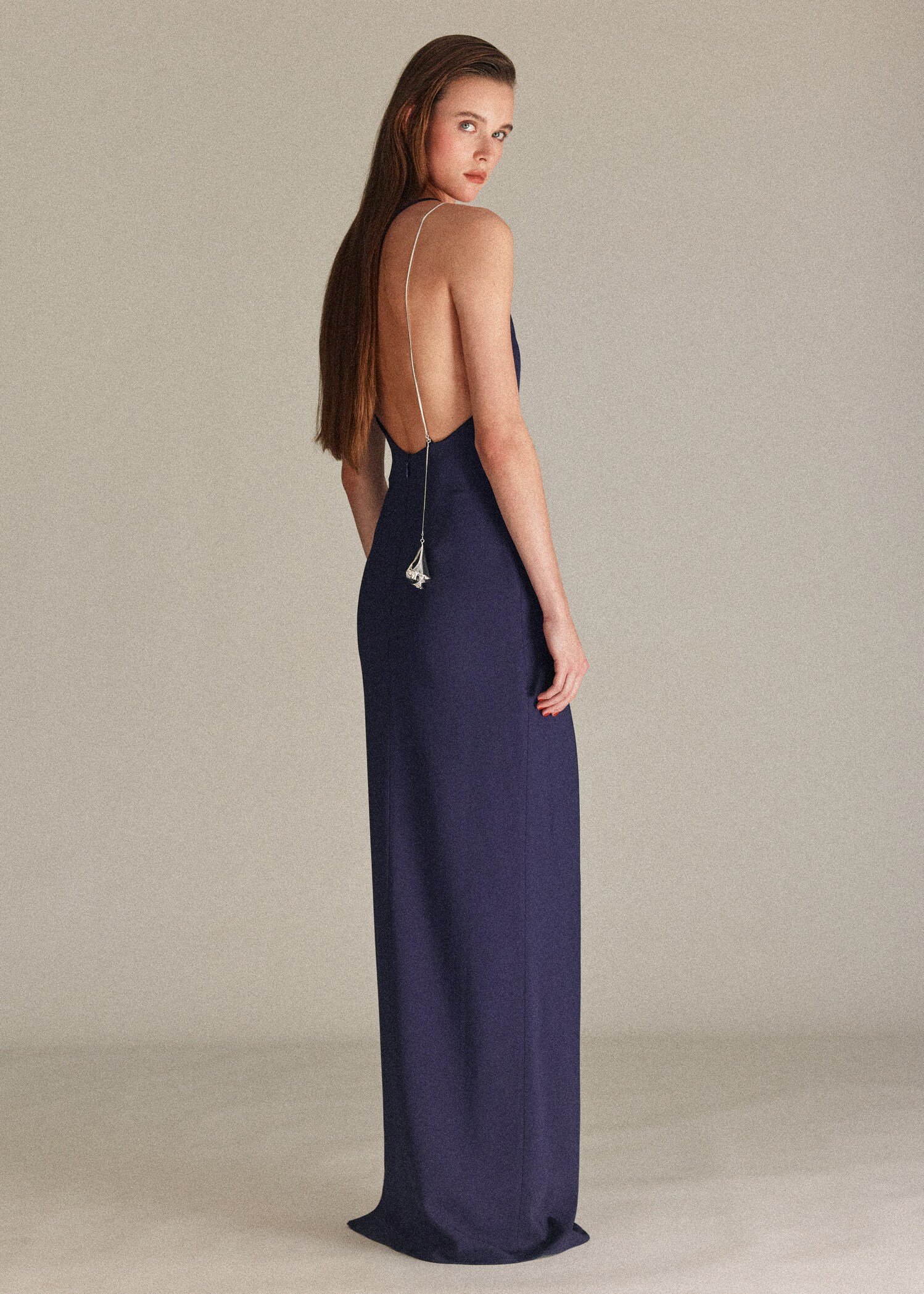 Asymmetrical dress with metallic appliqué - Reverse of the article