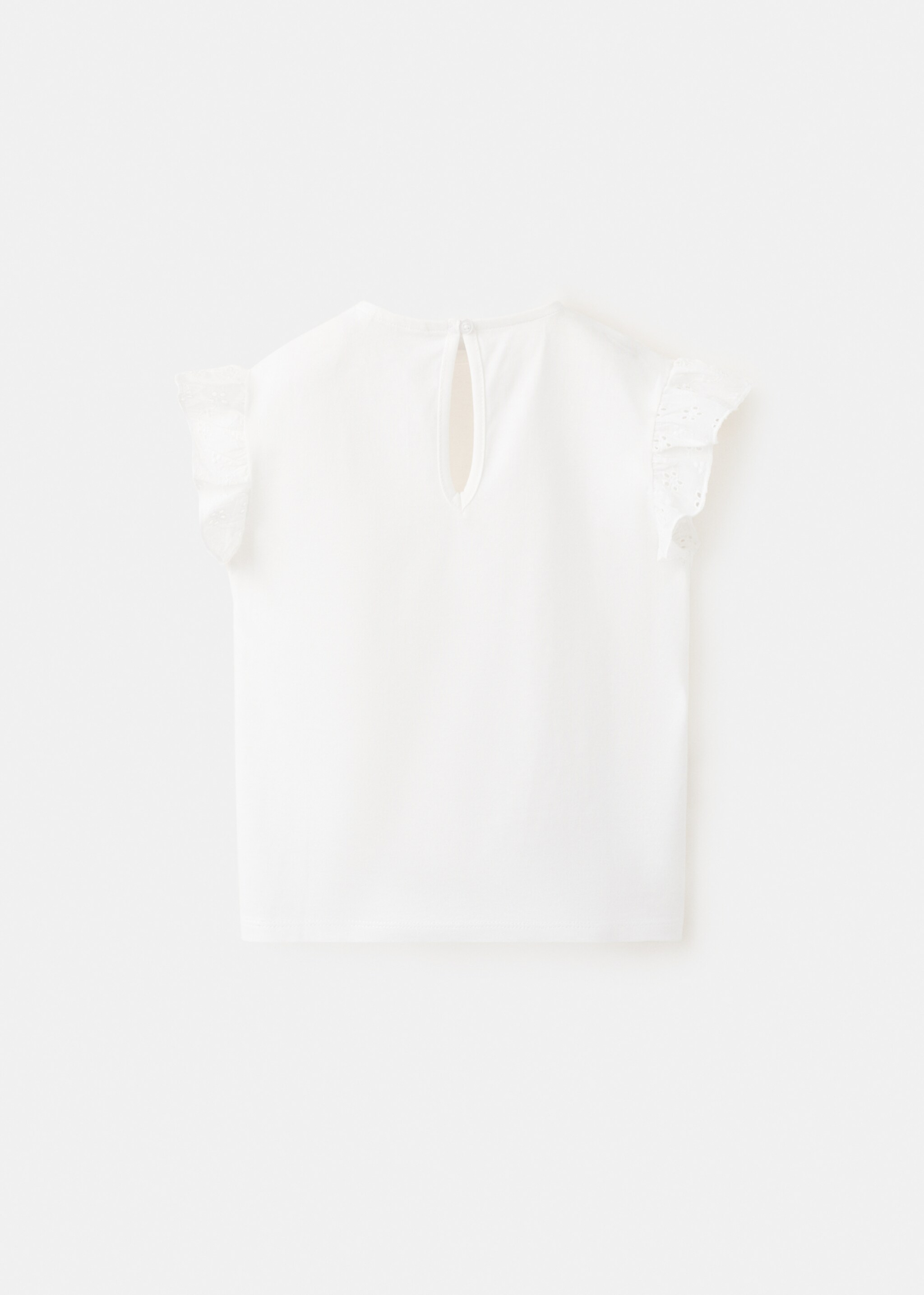 Ruffle top with embroidered details - Reverse of the article, Off White. Ref: 27046339-00.