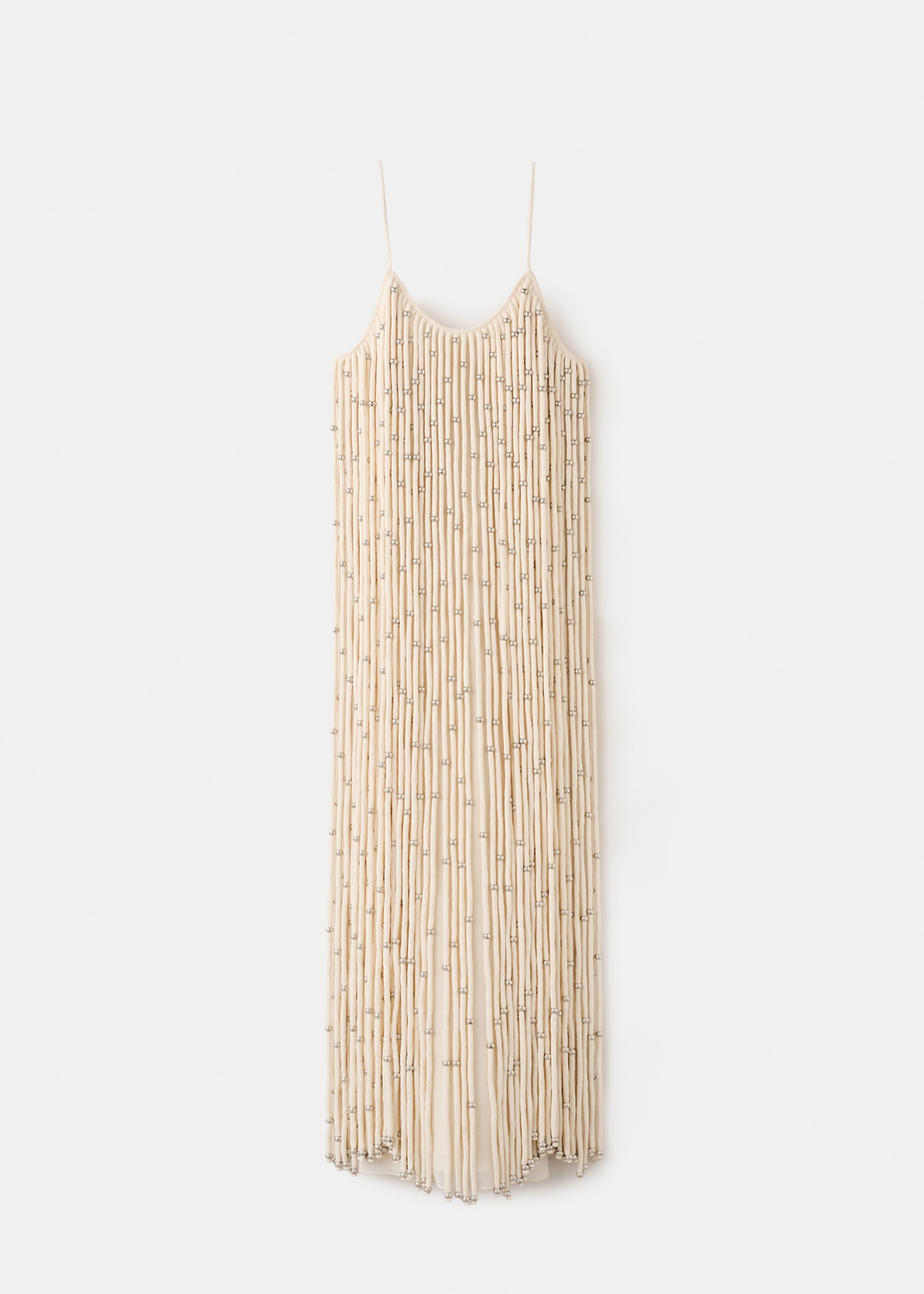 Long dress with sphere tassels - Article without model, Off White. Ref: 27046340-00.