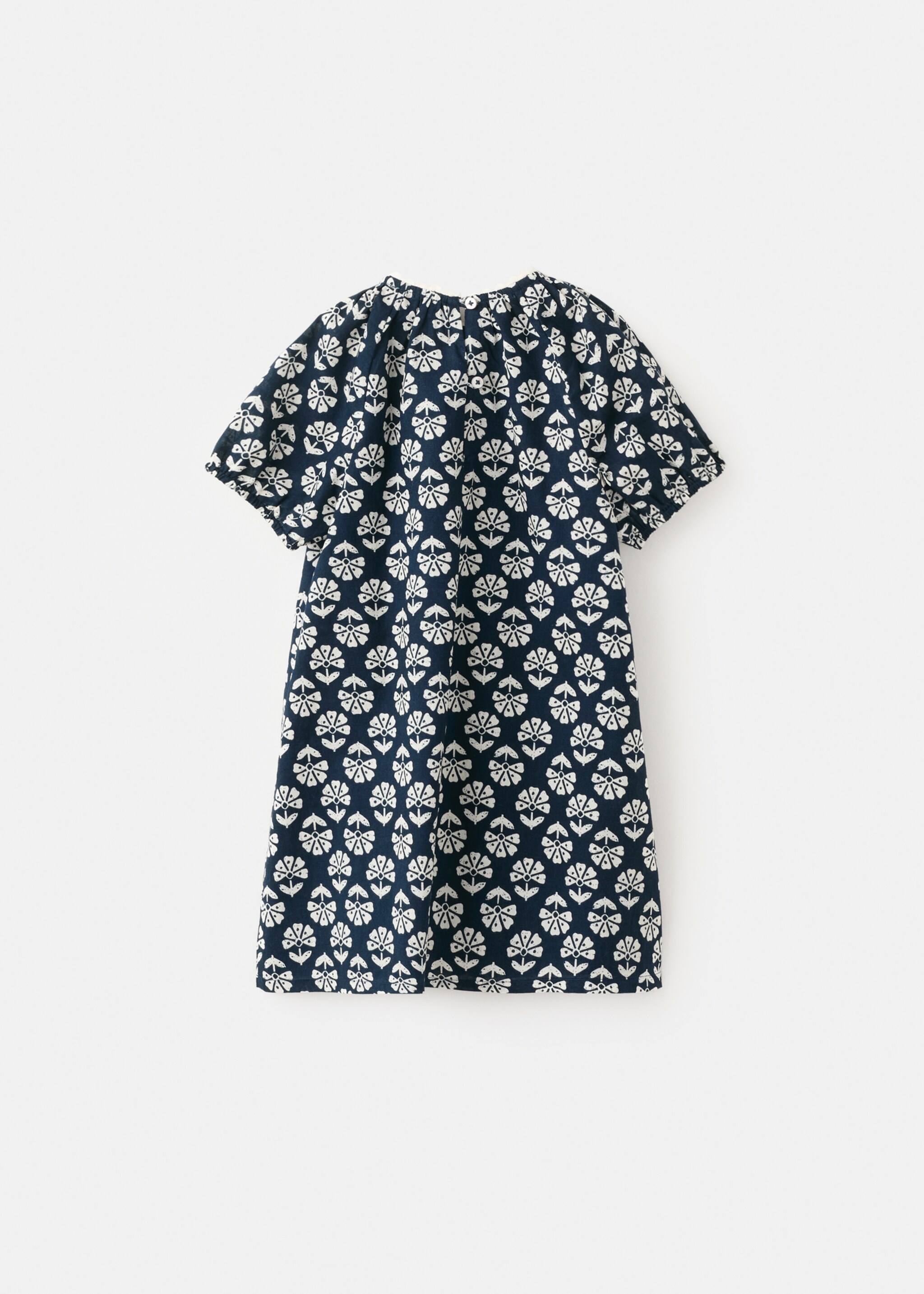 Midikleid mit floralem Muster - Rückseite des Artikels, Marineblau. Ref: 27046341-00.