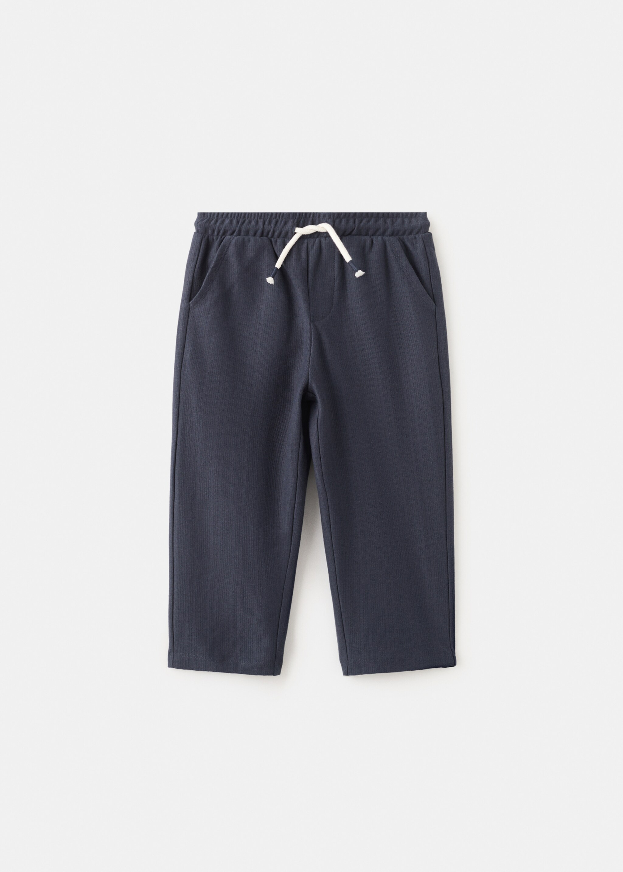 Drawstring cotton trousers - Article without model, Dark Navy. Ref: 27046343-00.