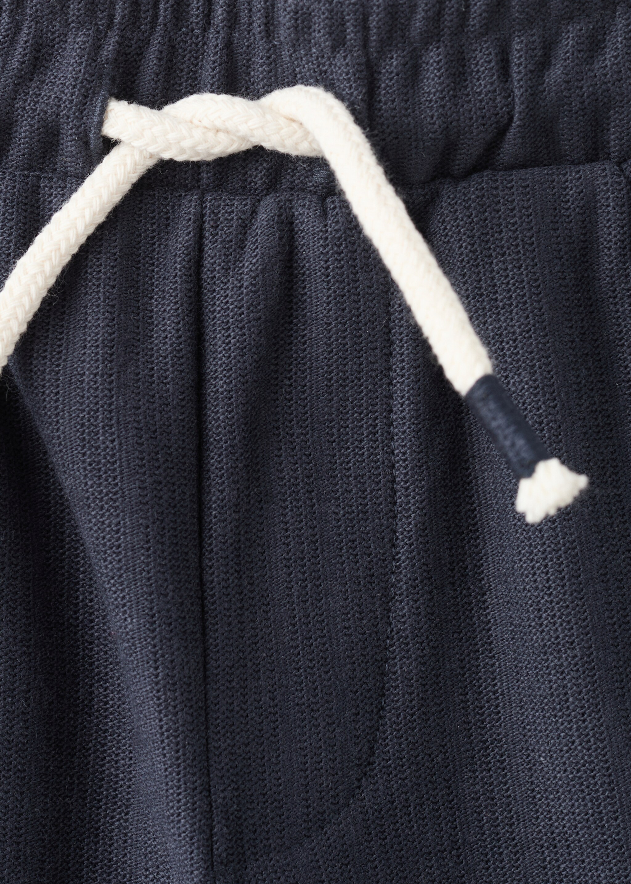 Drawstring cotton trousers - Details of the article 8, Dark Navy. Ref: 27046343-00.