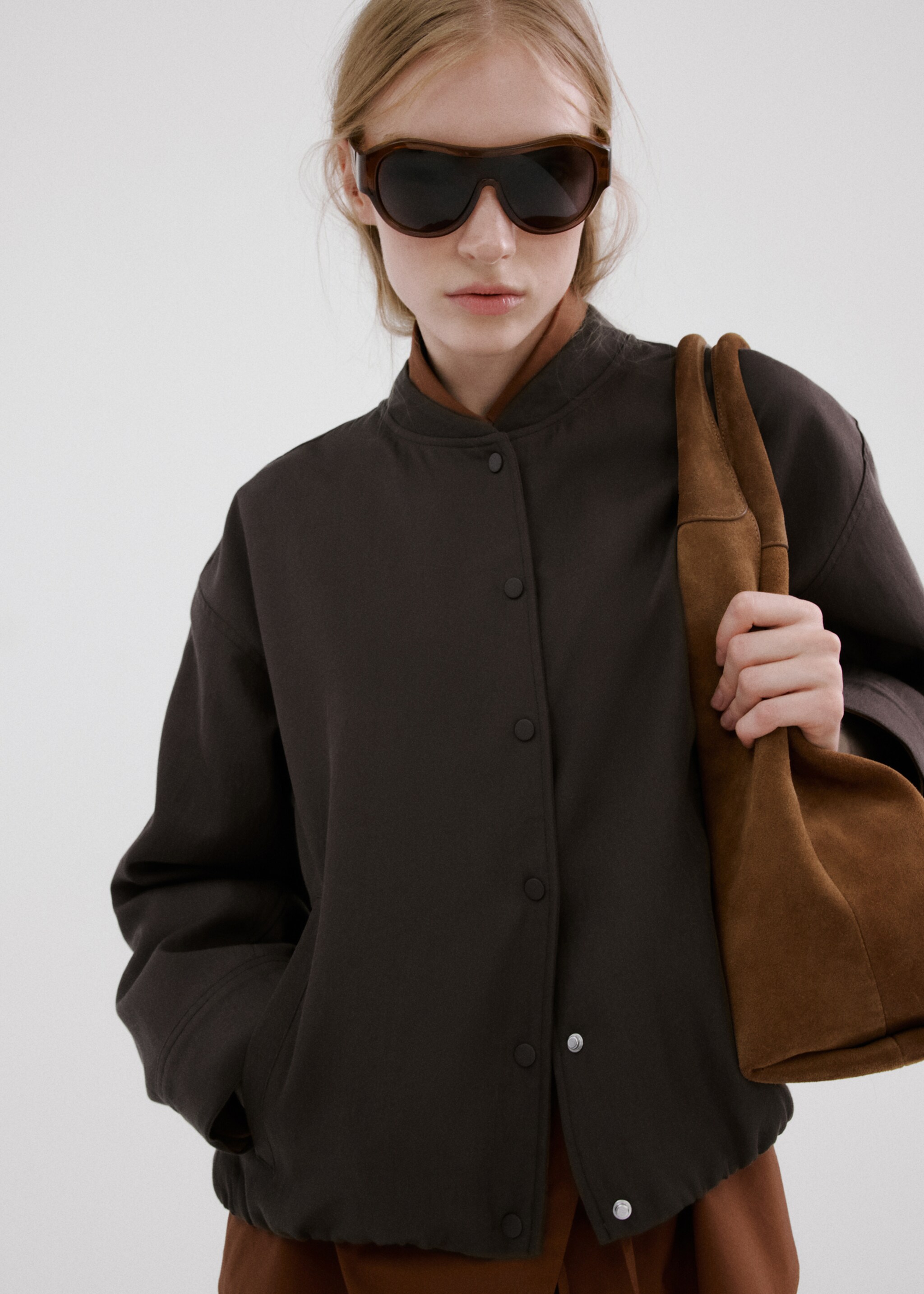 Veste bomber en lyocell - Détail de l'article 1, Violet. Ref: 27046346-00.