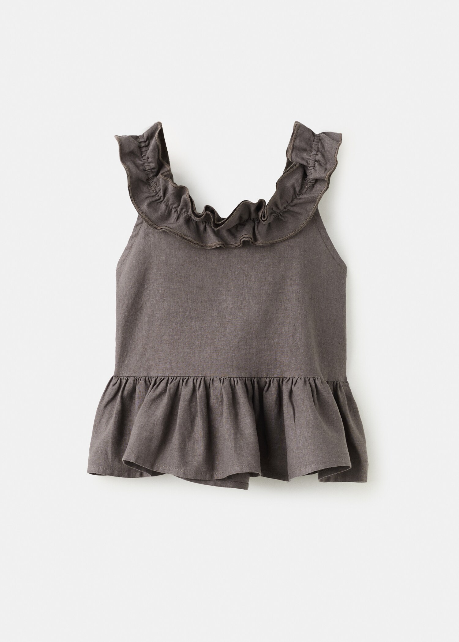 Top mezcla lino volantes - Artículo sin modelo