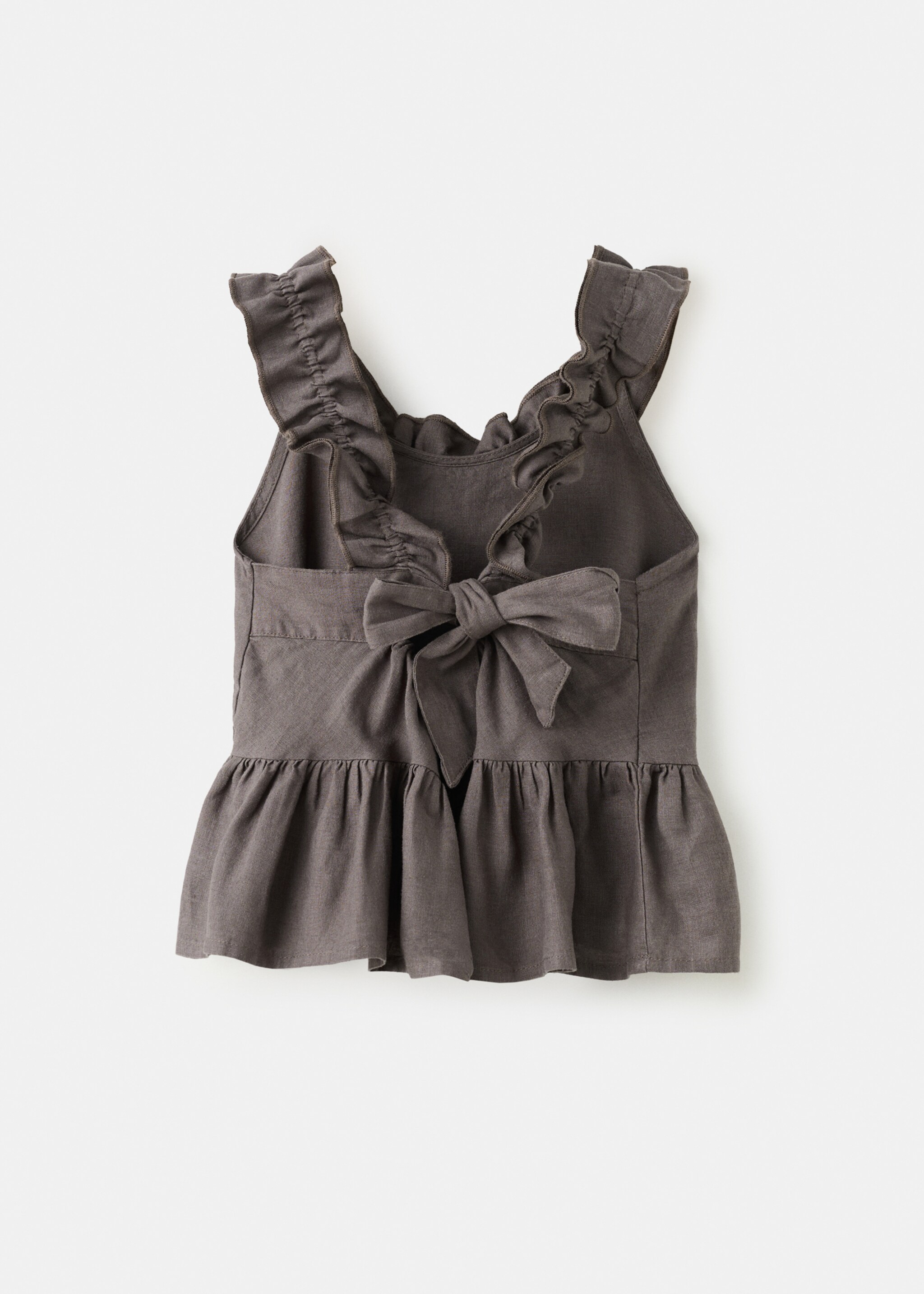 Top mezcla lino volantes - Reverso del artículo, Chocolate. Ref: 27046349-00.