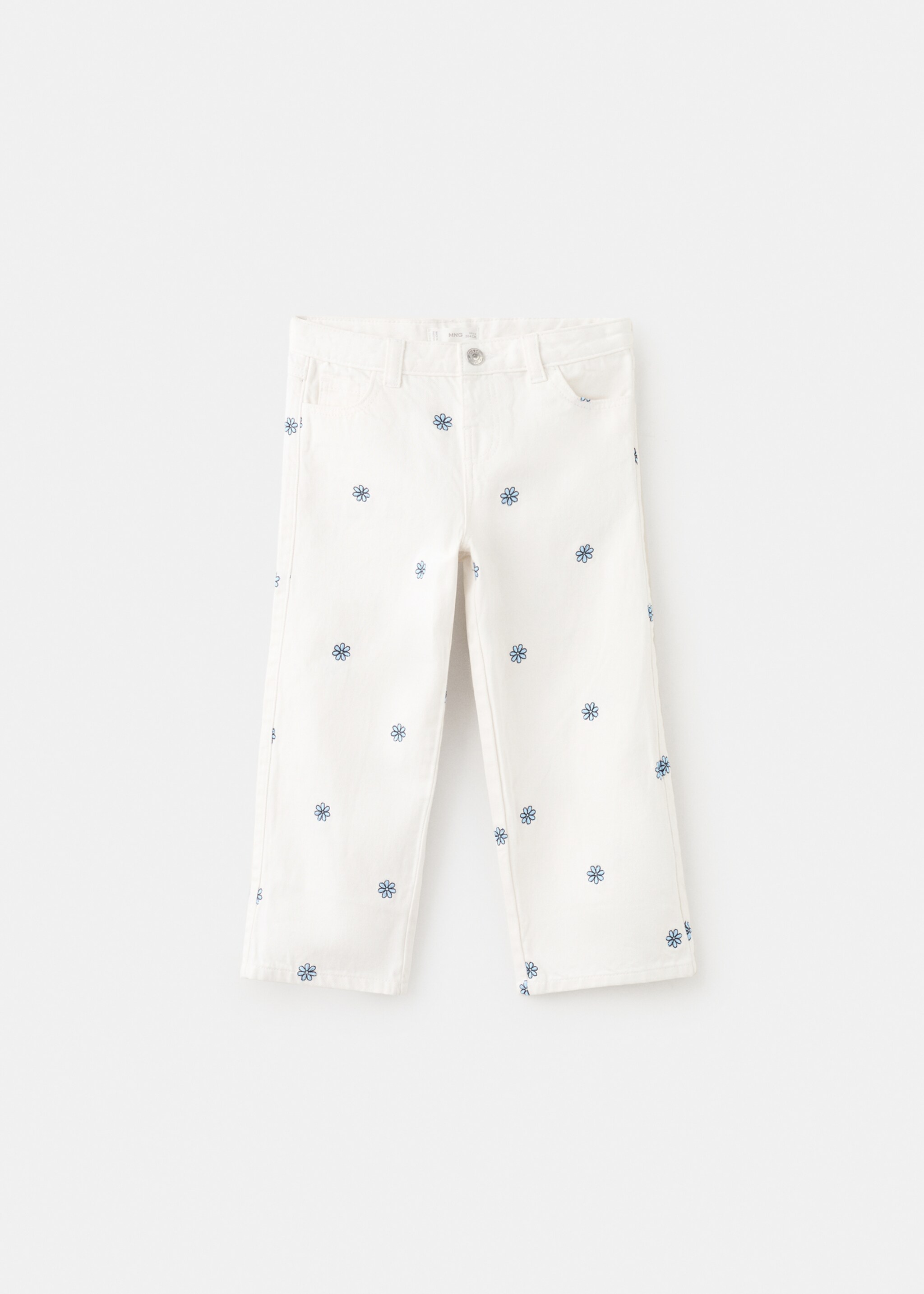 Jeans rectos bordado flores - Artículo sin modelo, Blanco roto. Ref: 27046353-00.