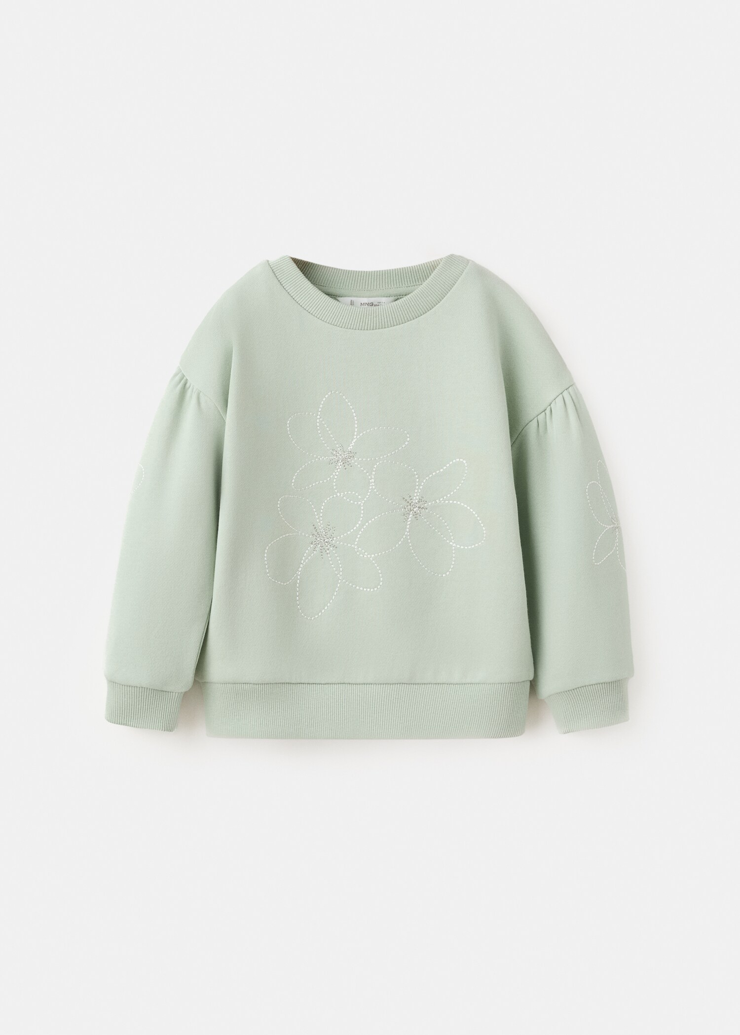 Cotton sweatshirt with embroidered flowers - Article without model