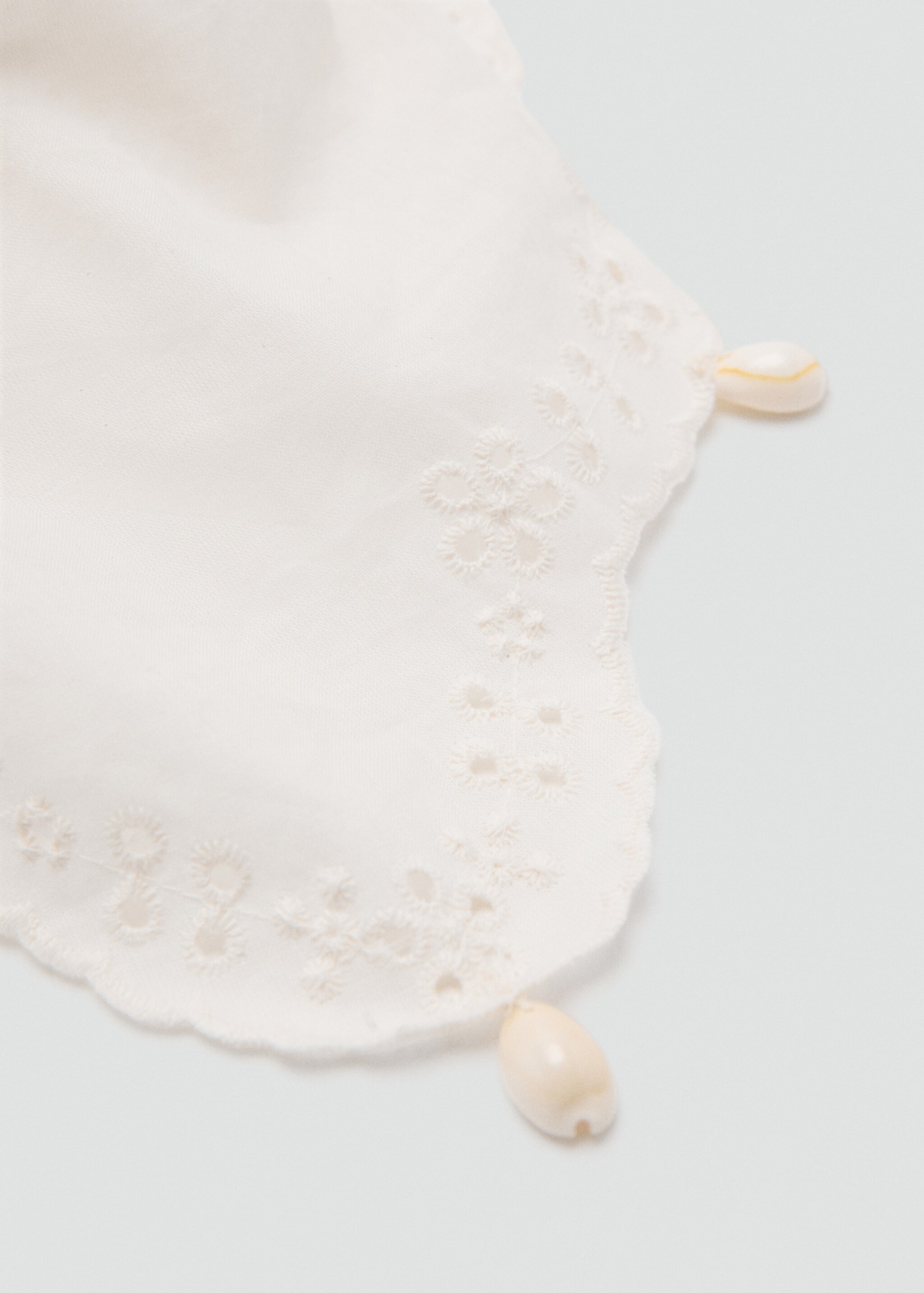Embroidered scarf with bead detail - Medium plane, Ecru. Ref: 27046360-00.