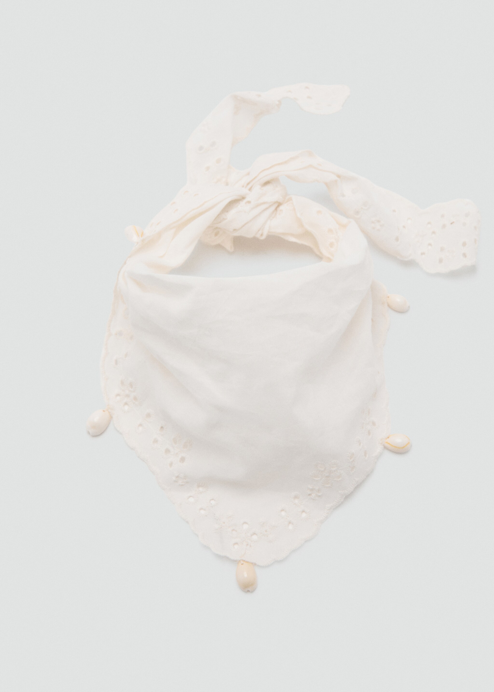 Embroidered scarf with bead detail - Article without model, Ecru. Ref: 27046360-00.