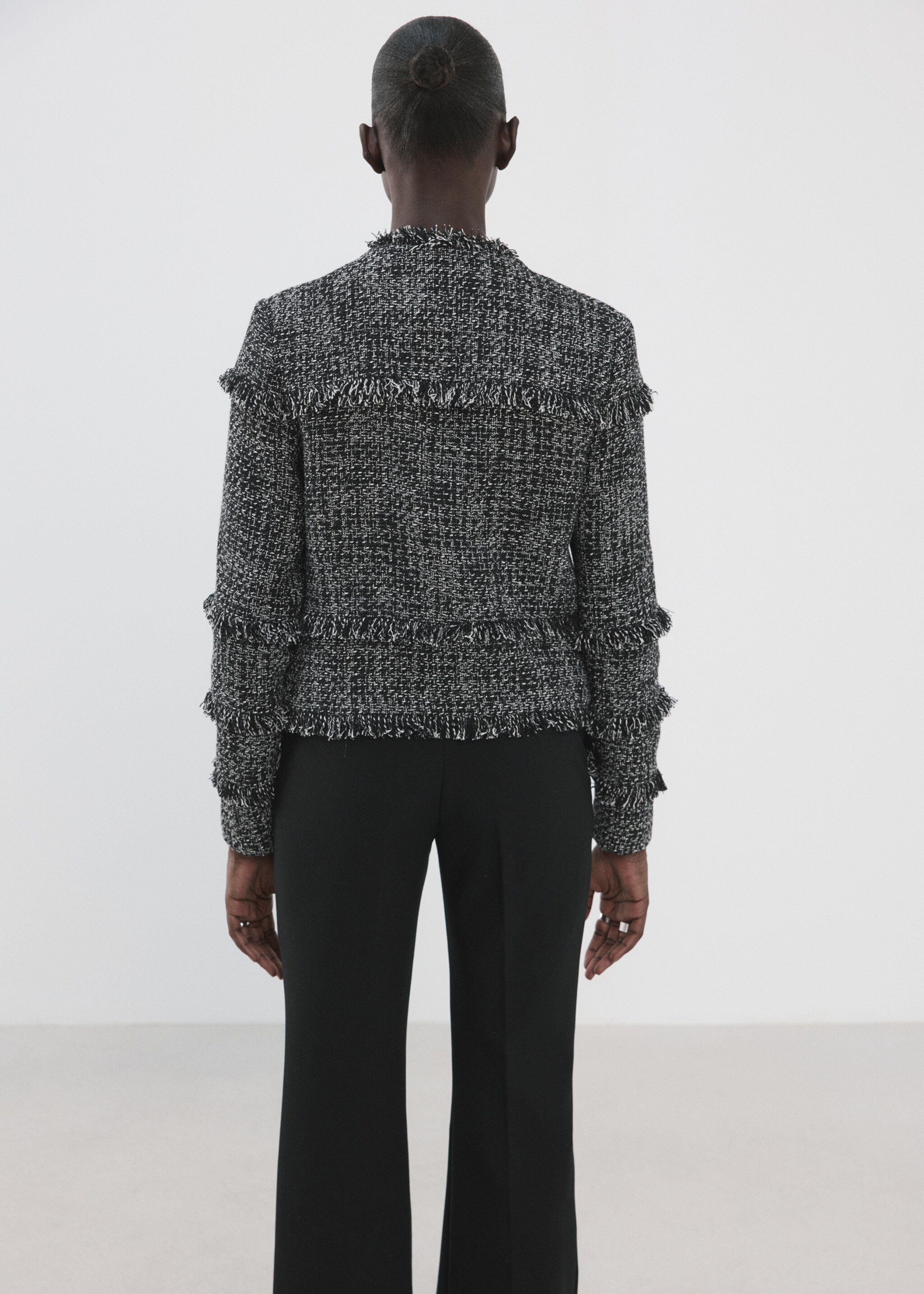 Tweed jacket with frayed ends - Reverse of the article, Black. Ref: 27046362-00.