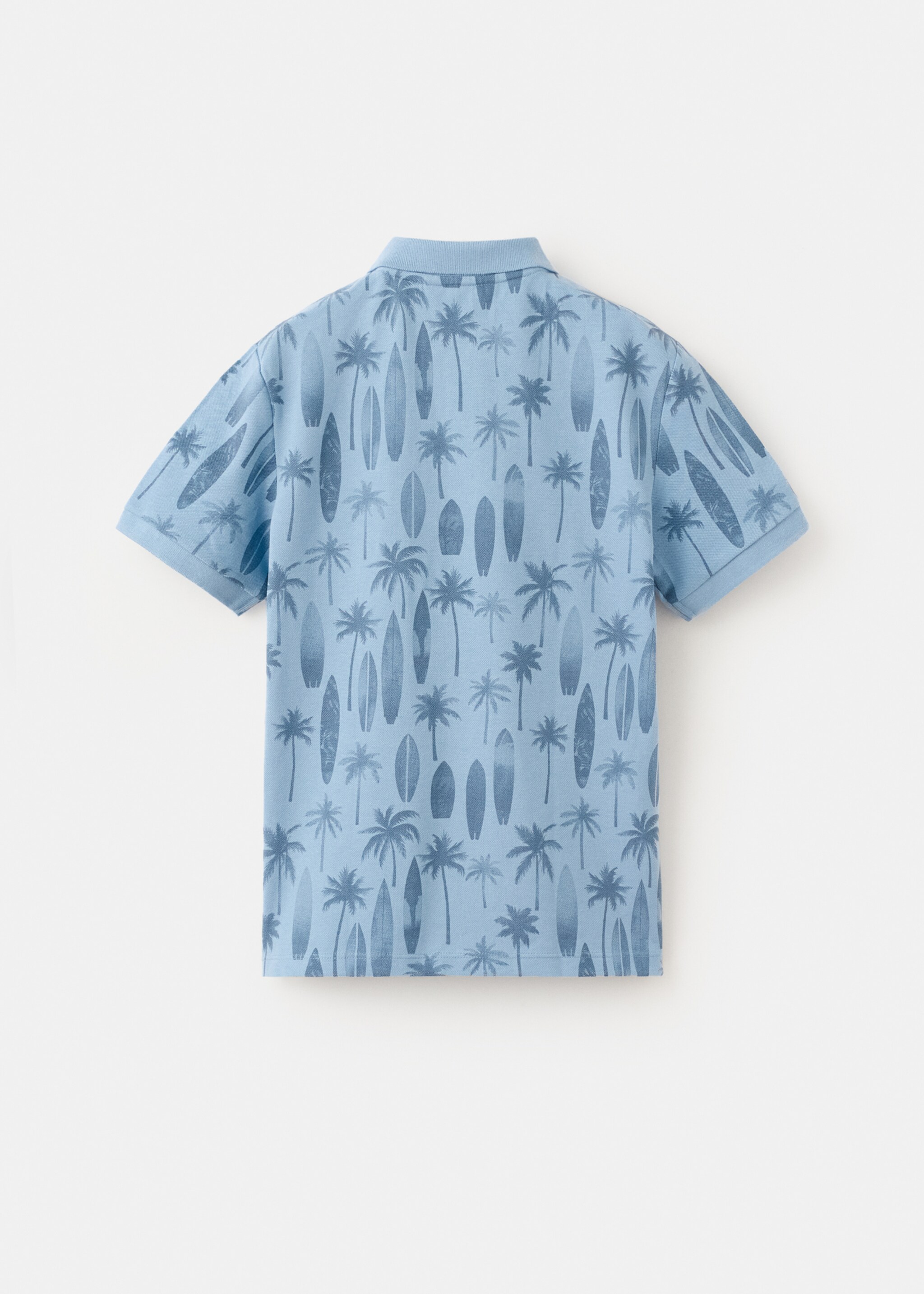 Printed cotton polo shirt - Reverse of the article, Sky Blue. Ref: 27046709-00.
