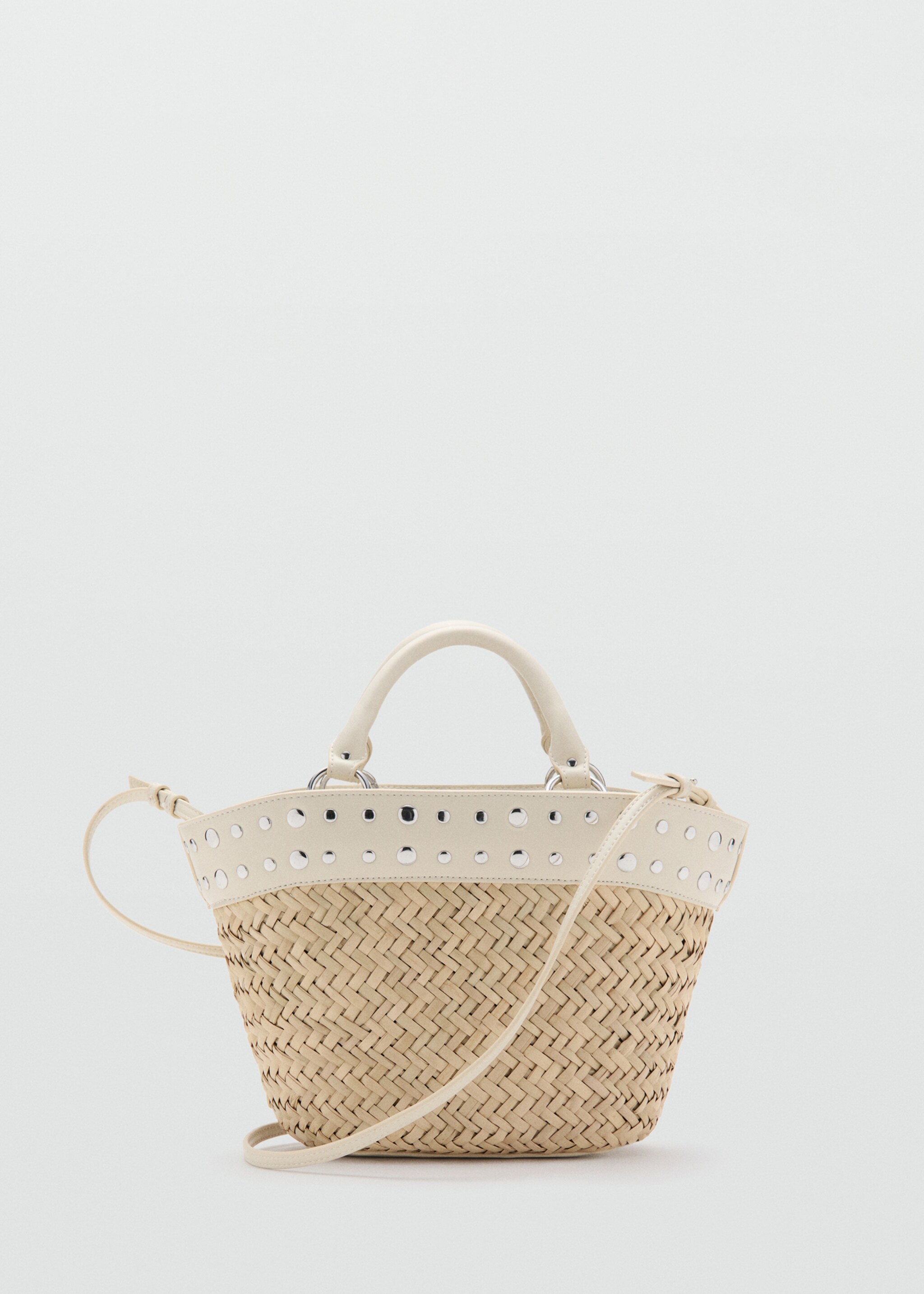 Raffia handbag with studs - Article without model, Off White. Ref: 27046710-00.