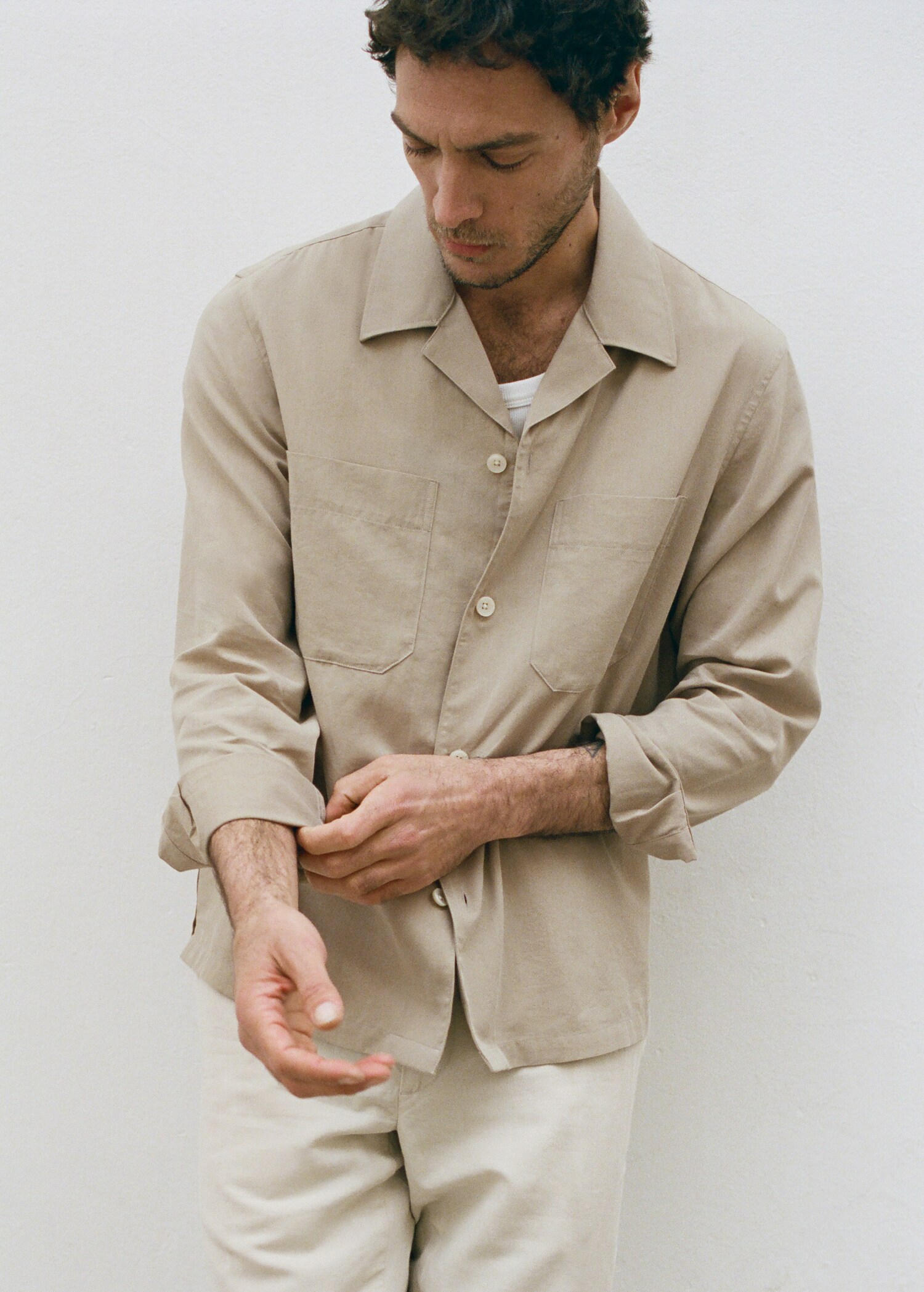 Bowling collar cotton shacket - Details of the article 5