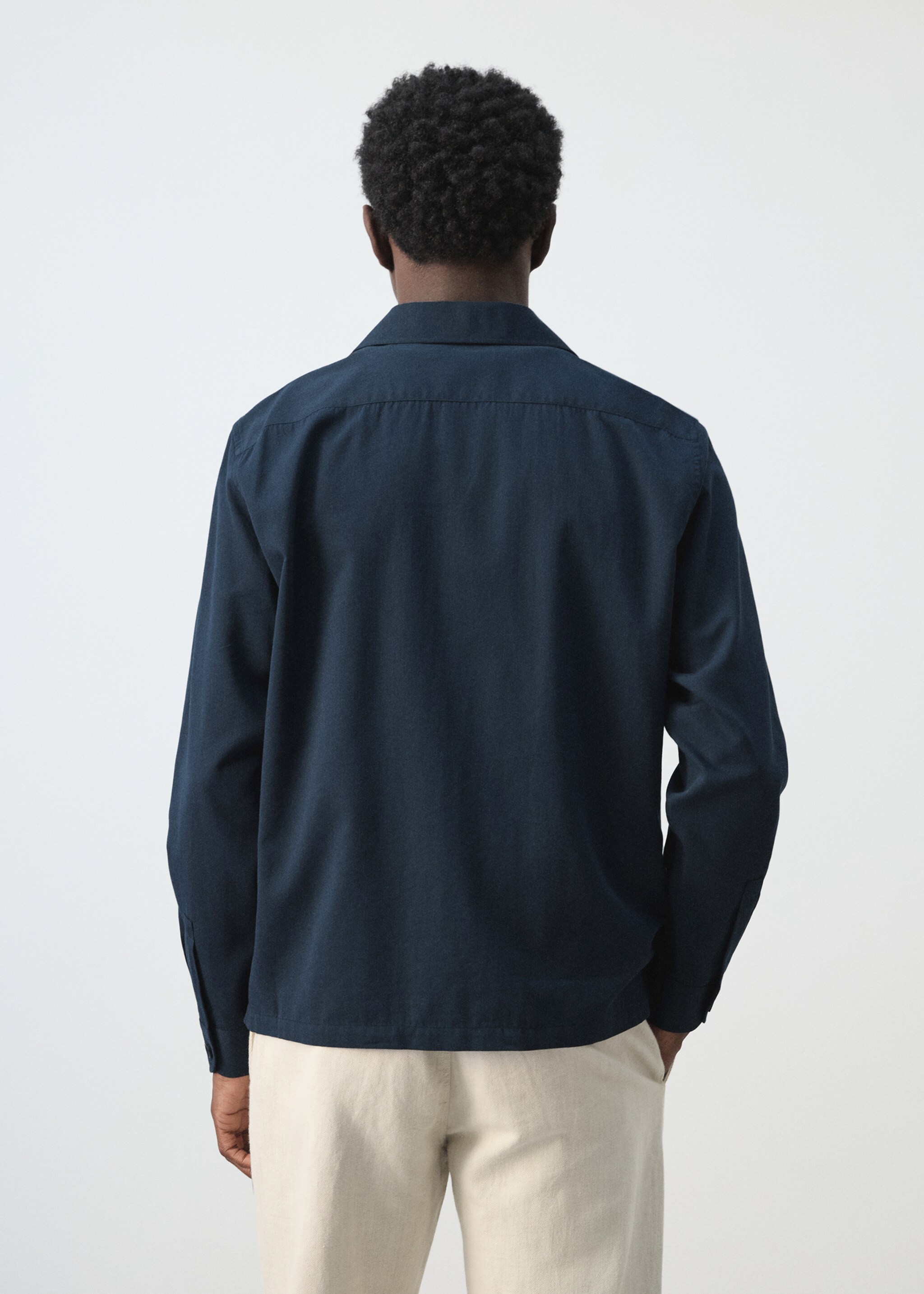 Sobrecamisa algodón cuello bowling - Reverso del artículo, Azul marino. Ref: 27046711-00.