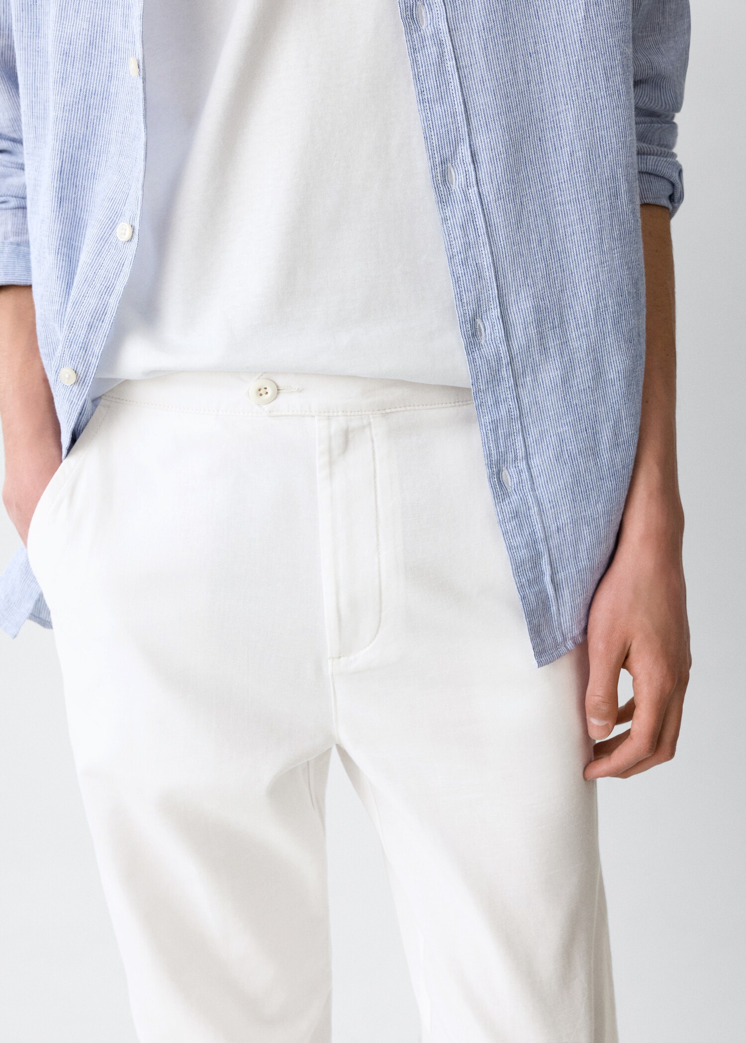 Straight-leg linen-cotton blend trousers - Details of the article 6