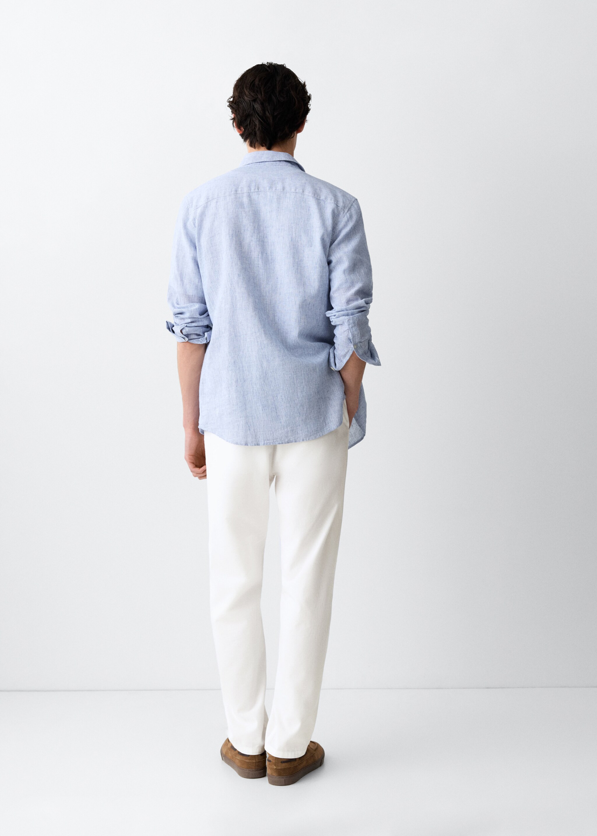 Straight-leg linen-cotton blend trousers - Reverse of the article, Off White. Ref: 27046717-00.