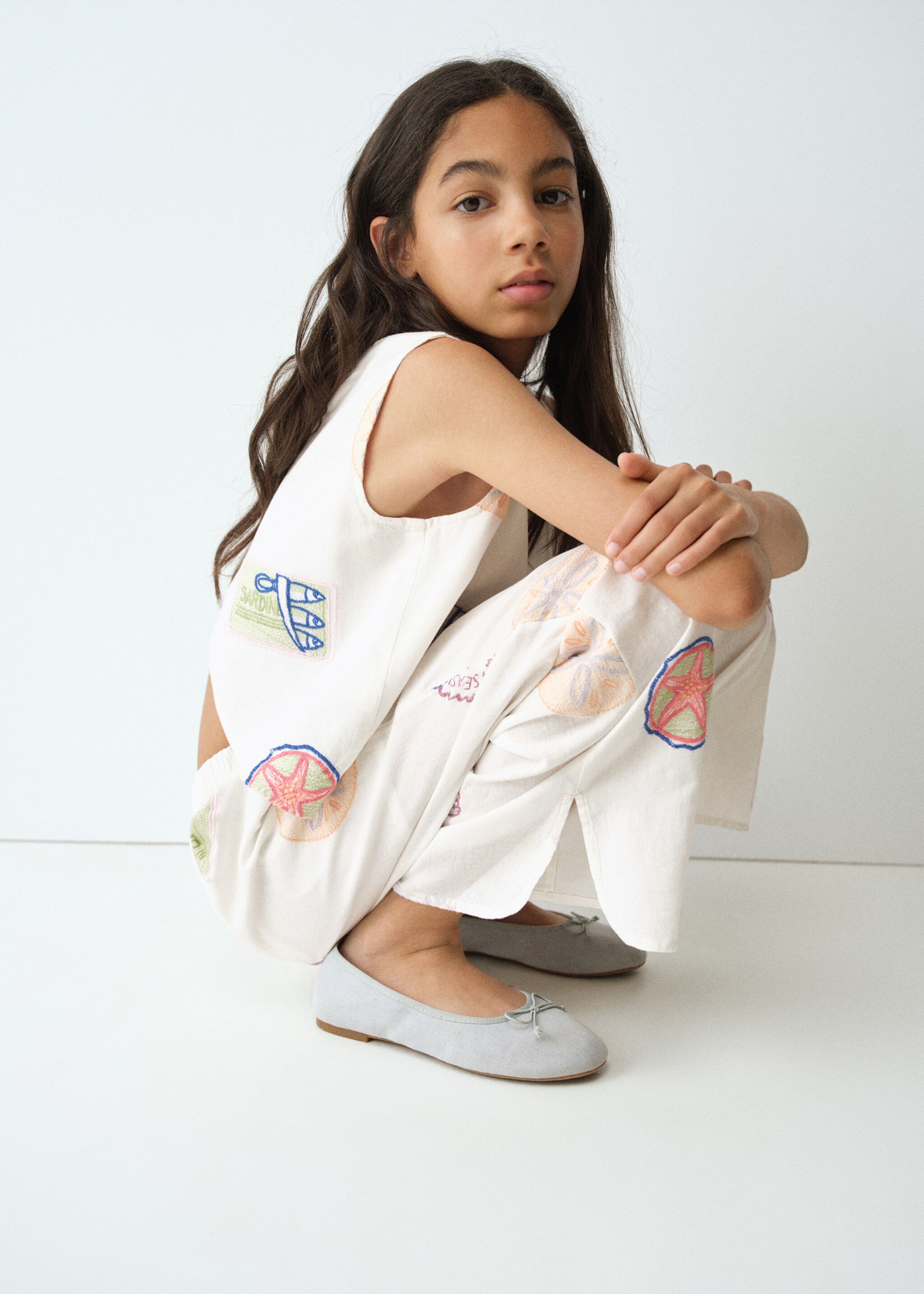 Embroidered details blouse - Medium plane, White. Ref: 27046732-00.