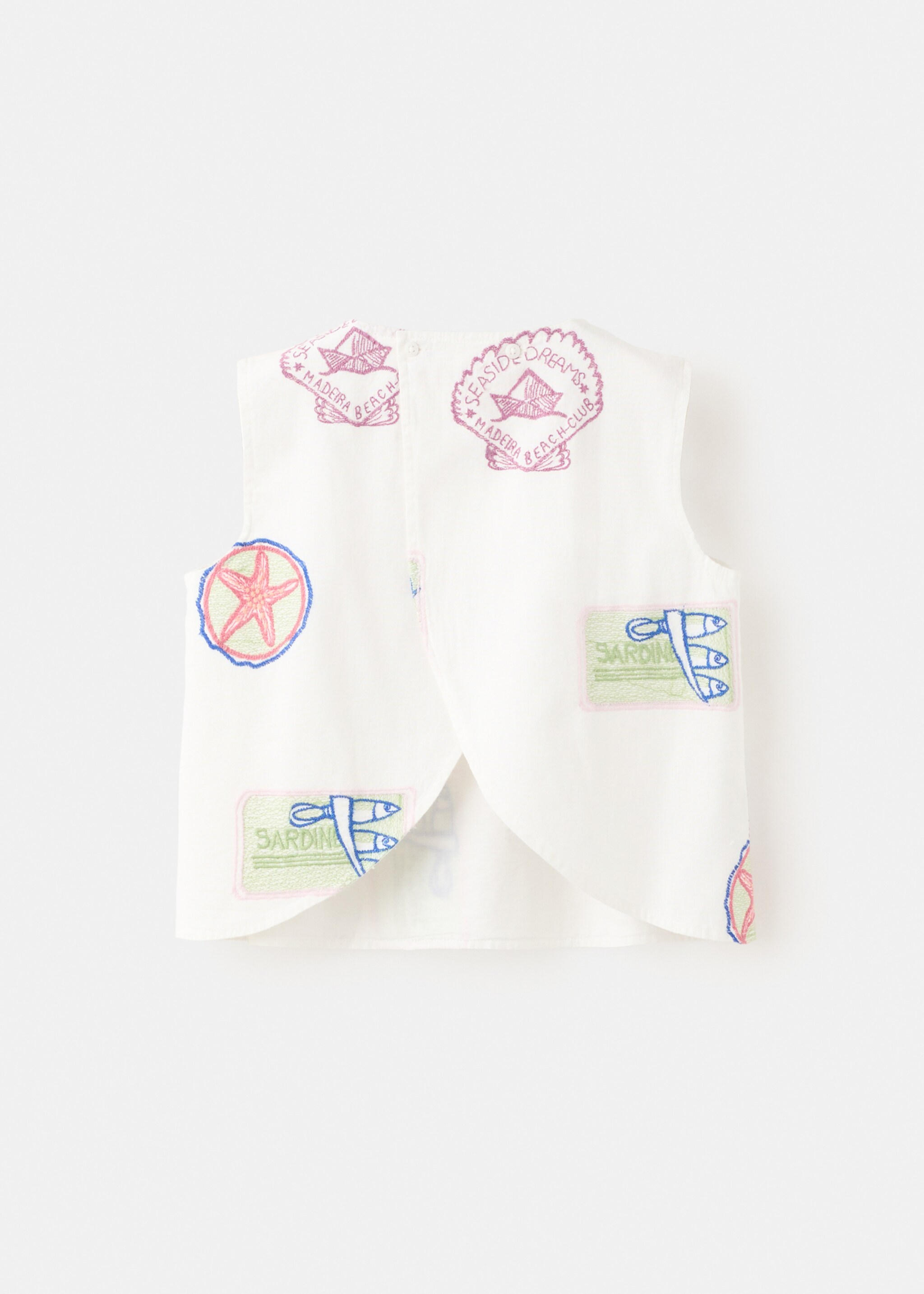 Blusa detalles bordados - Reverso del artículo, Blanco. Ref: 27046732-00.