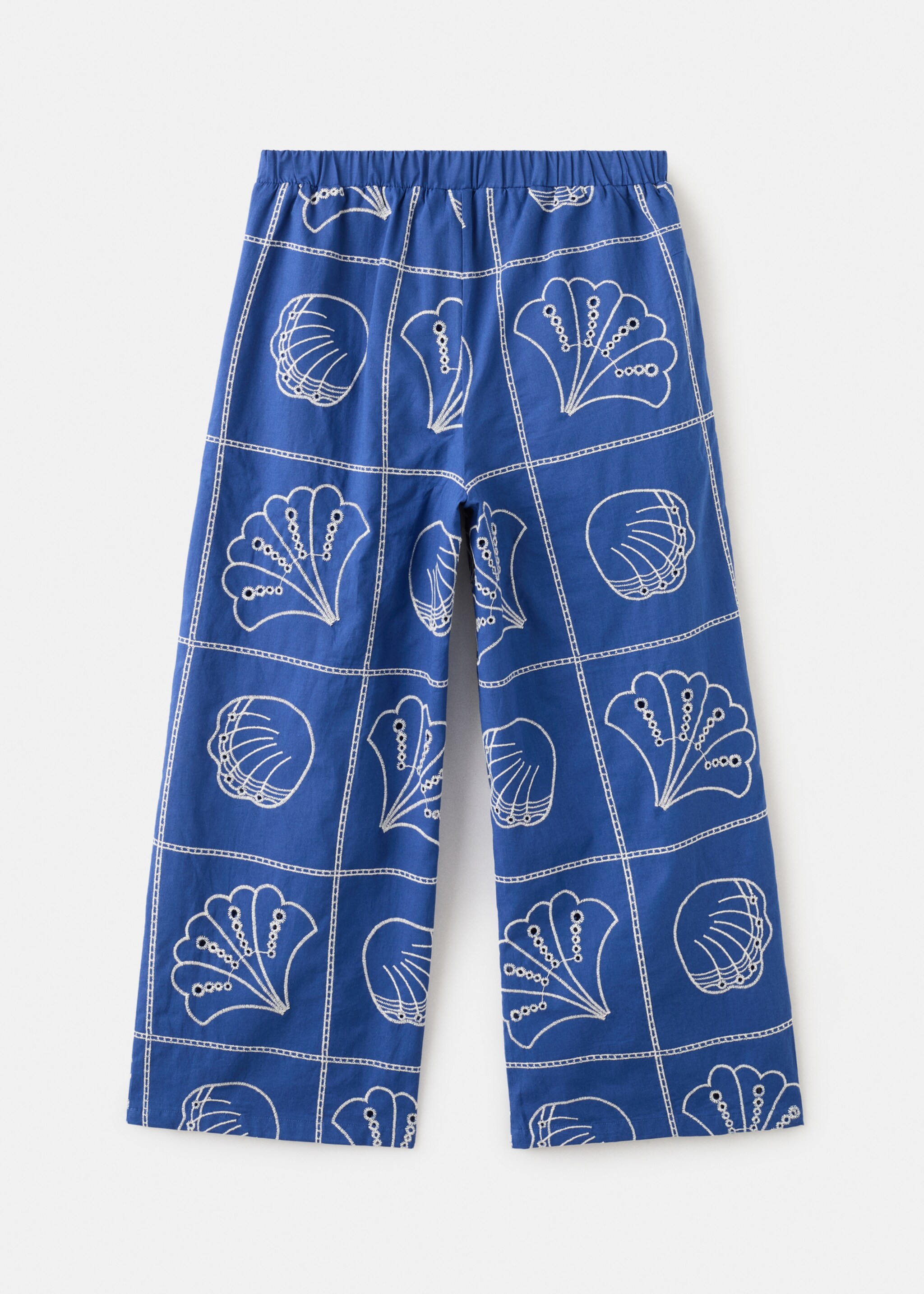 Pantalón algodón bordado - Reverso del artículo, Azul eléctrico. Ref: 27046733-00.