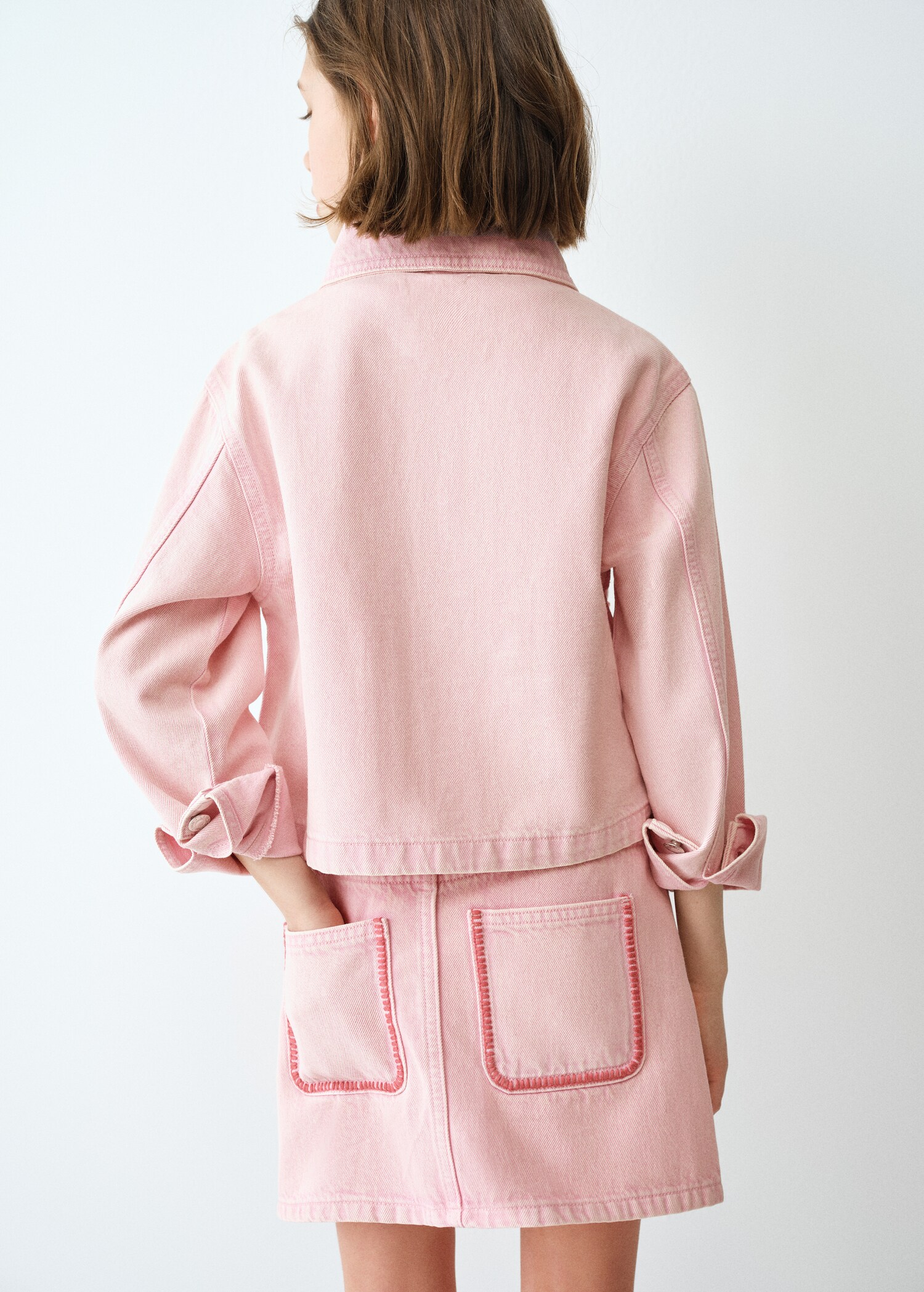 Denim skirt with embroidered details - Details of the article 1