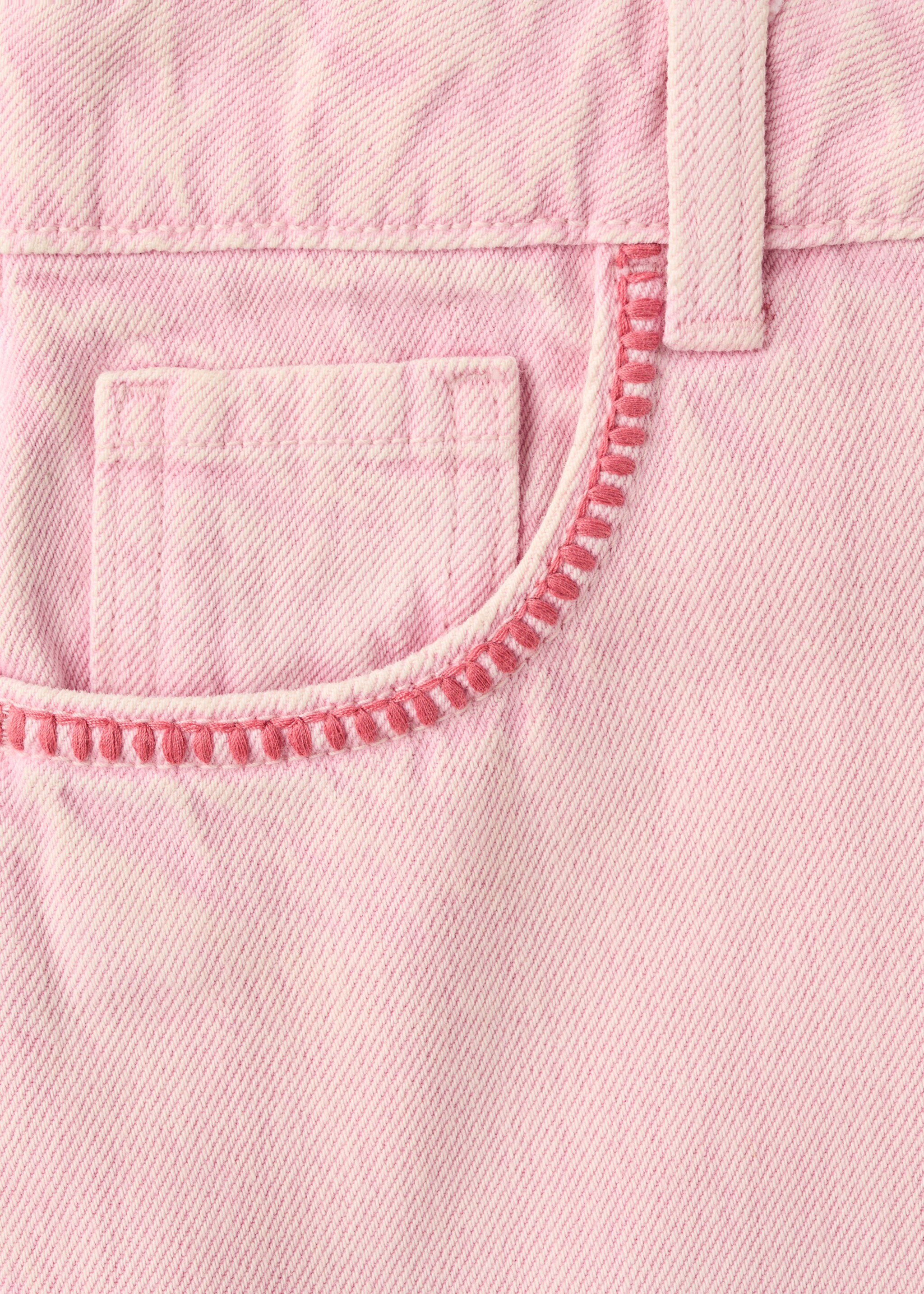 Denim skirt with embroidered details - Details of the article 8, Pink. Ref: 27046742-00.
