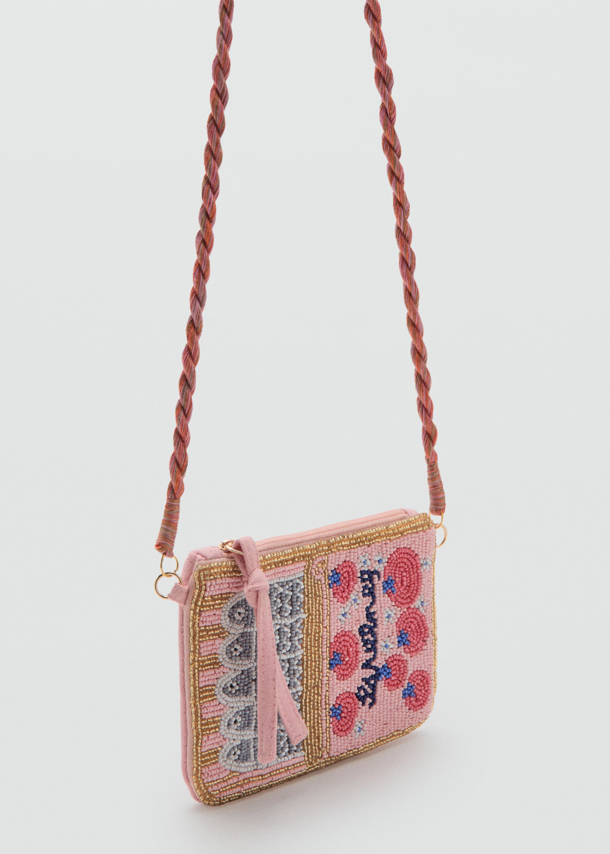 Beaded mini bag - Medium plane, Pale Pink. Ref: 27046744-00.