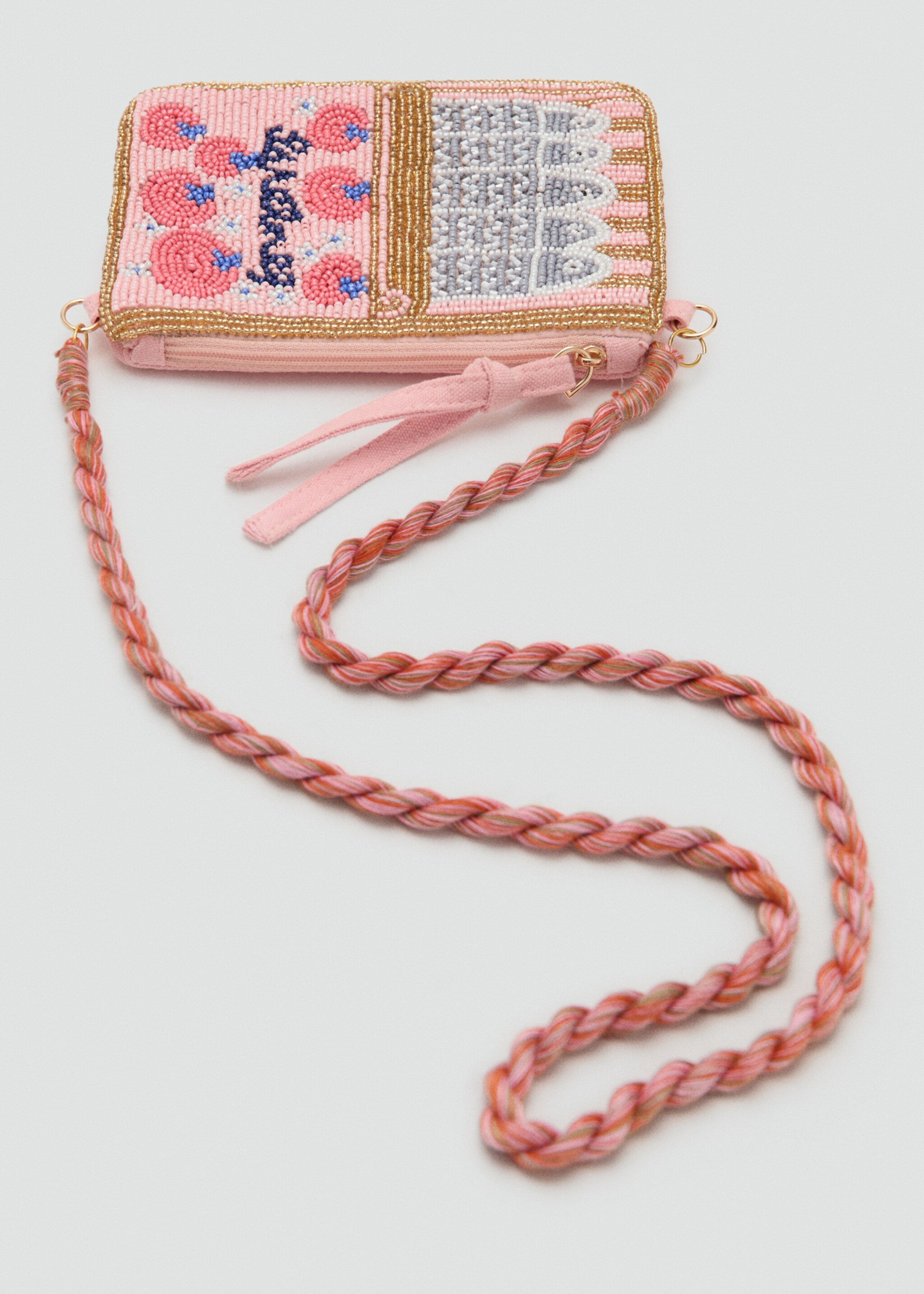 Beaded mini bag - Details of the article 1, Pale Pink. Ref: 27046744-00.
