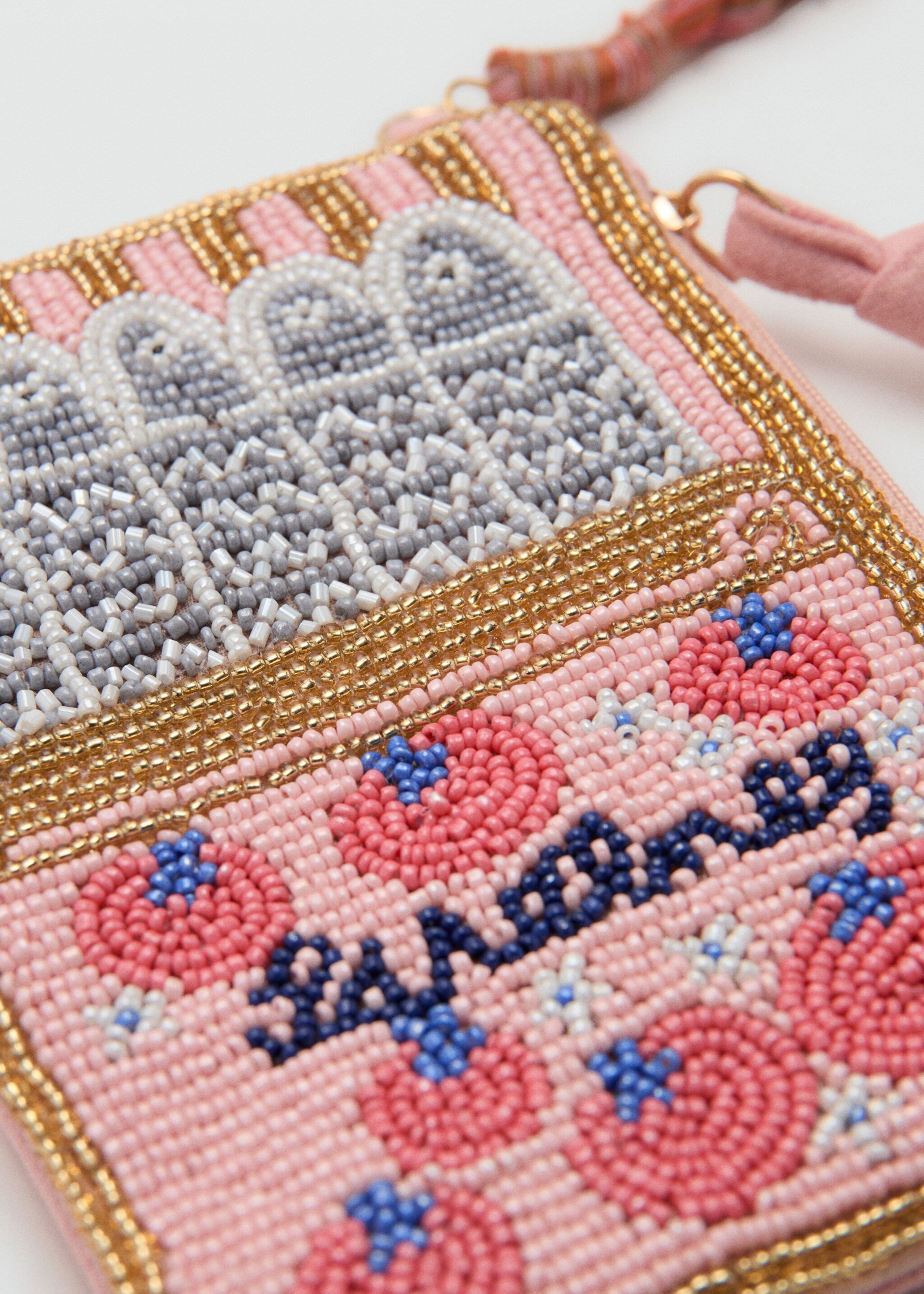 Beaded mini bag - Details of the article 2, Pale Pink. Ref: 27046744-00.