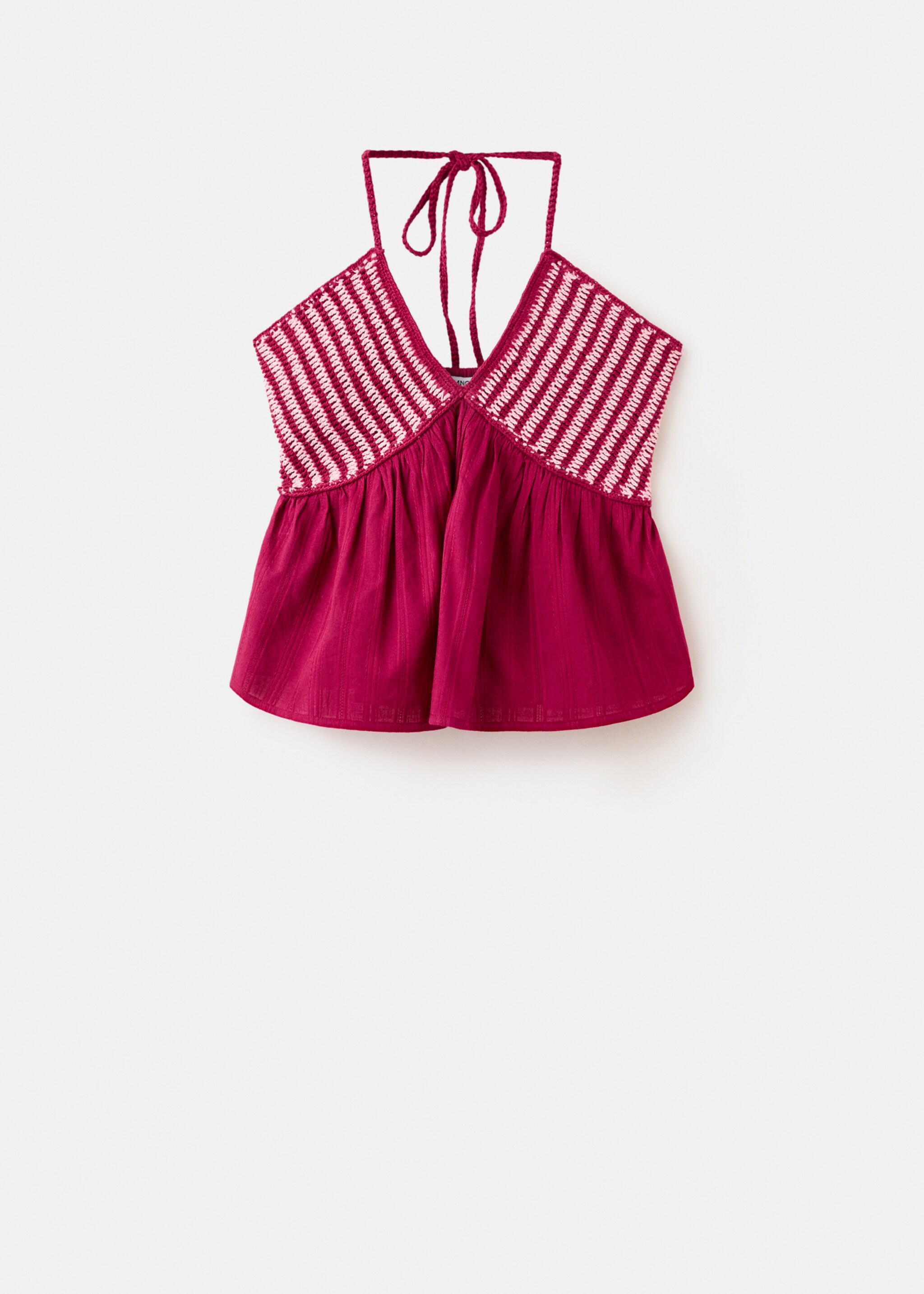 Two-tone crochet top - Article without model, Maroon. Ref: 27046745-00.